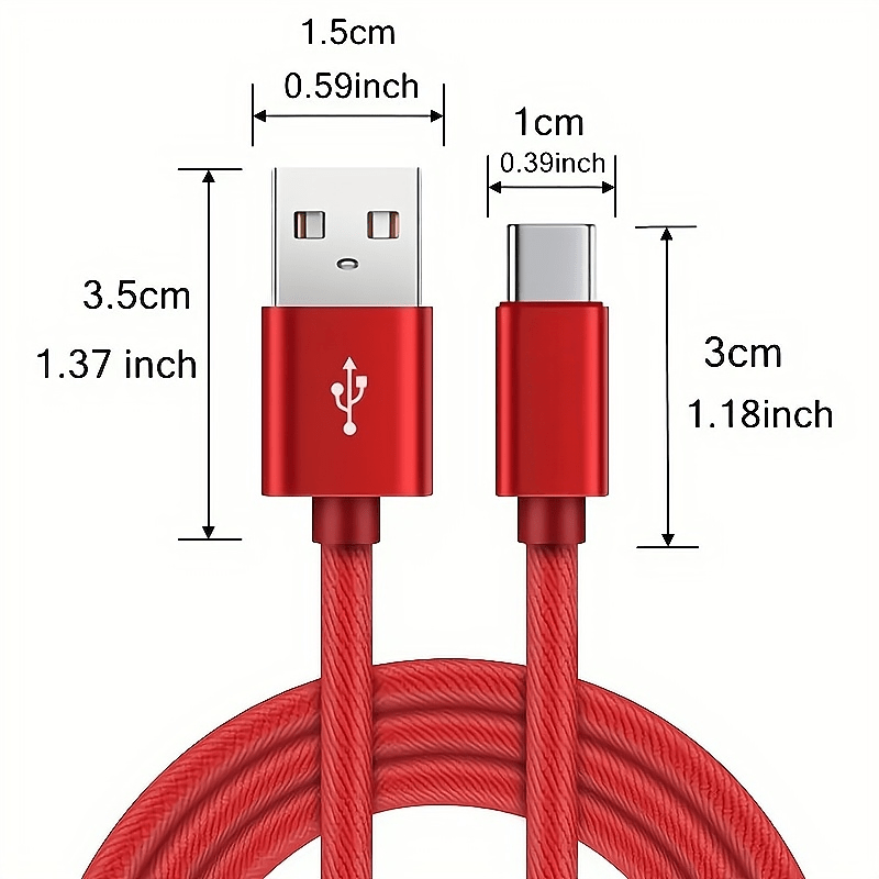 100.58cm/201.17cm/3.02meter High-Speed USB Type-C Fast Charging Cable For Android Phones - Compatible With Samsung, Redmi, OnePlus, And Xiaomi