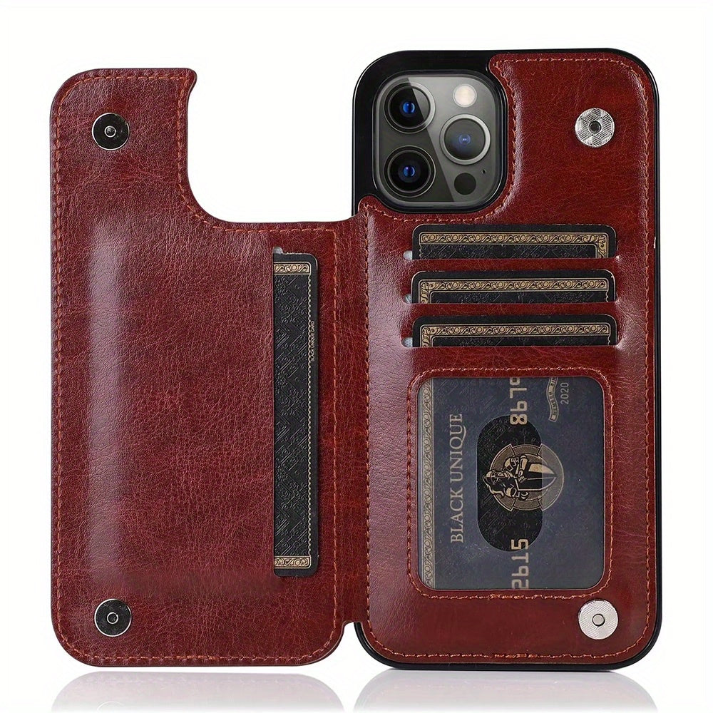Leather Wallet Case For IPhone 14/13/12/11/Pro Max/Mini/XR/X/XS Max/8/7/6S/6 Plus/SE2/SE3/2022/2020 - Card Holder & Flip Back Cover
