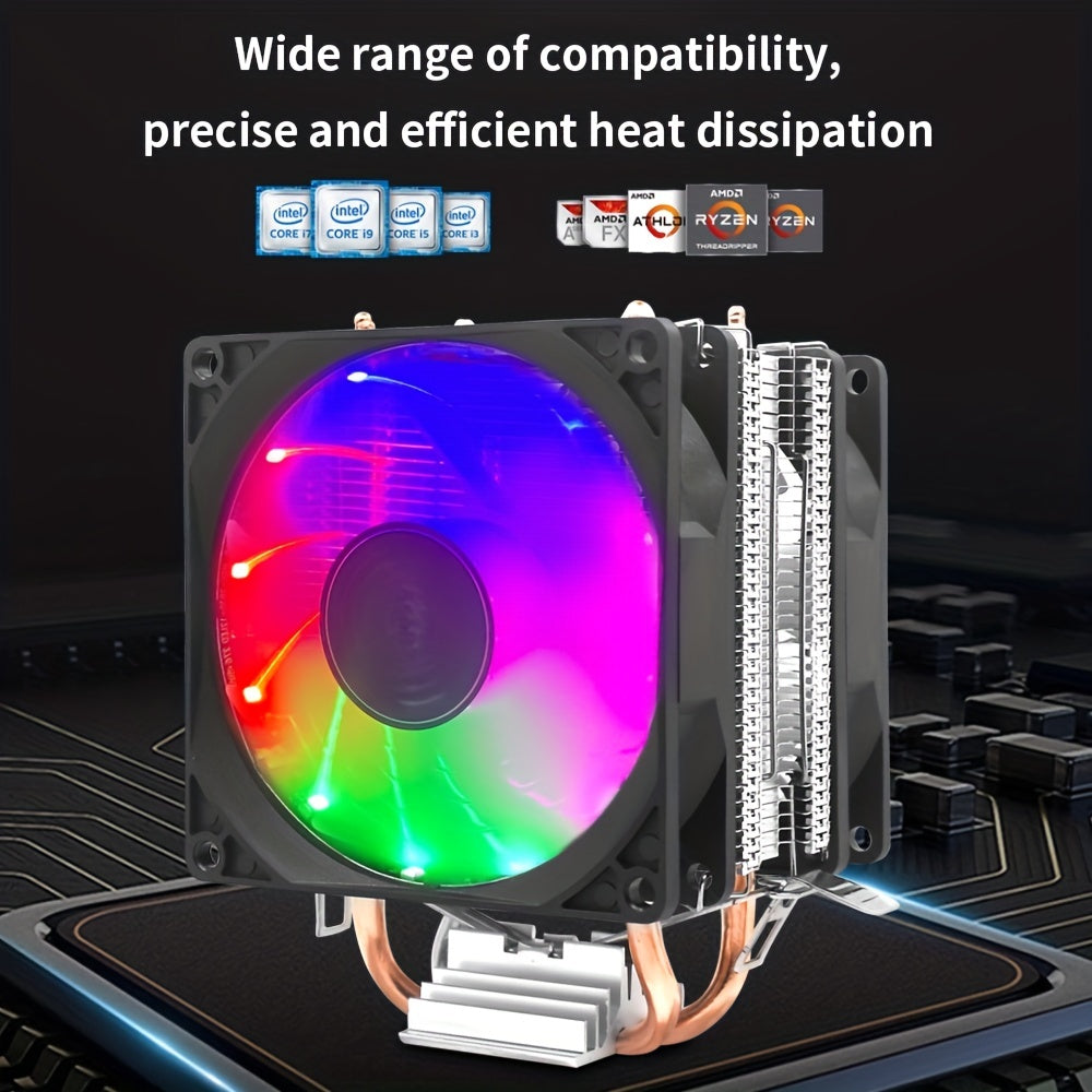 RGB PWM CPU Cooler Fan - 3 Heat Pipes, 2 Fans - Compatible with Intel 1200 1150 1151 1155 1700 AM3 AM4