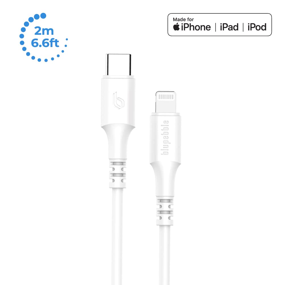 Blupebble PowerFlow, USB-C to Lightning Cablefor iPhone 13 Pro Max /13 Pro/13/12 Pro Max/12/11 Pro/X/XS/XR / 8 Plus, AirPods Pro [Apple MFi Certified] Supports Power Delivery (3.9ft, White)