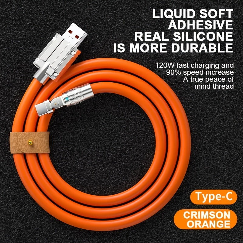 Type C Data Cable 120W Fast Charging 180 Rotatable Ultra Fast Charging Cable For Samsung Xiaomi Phones