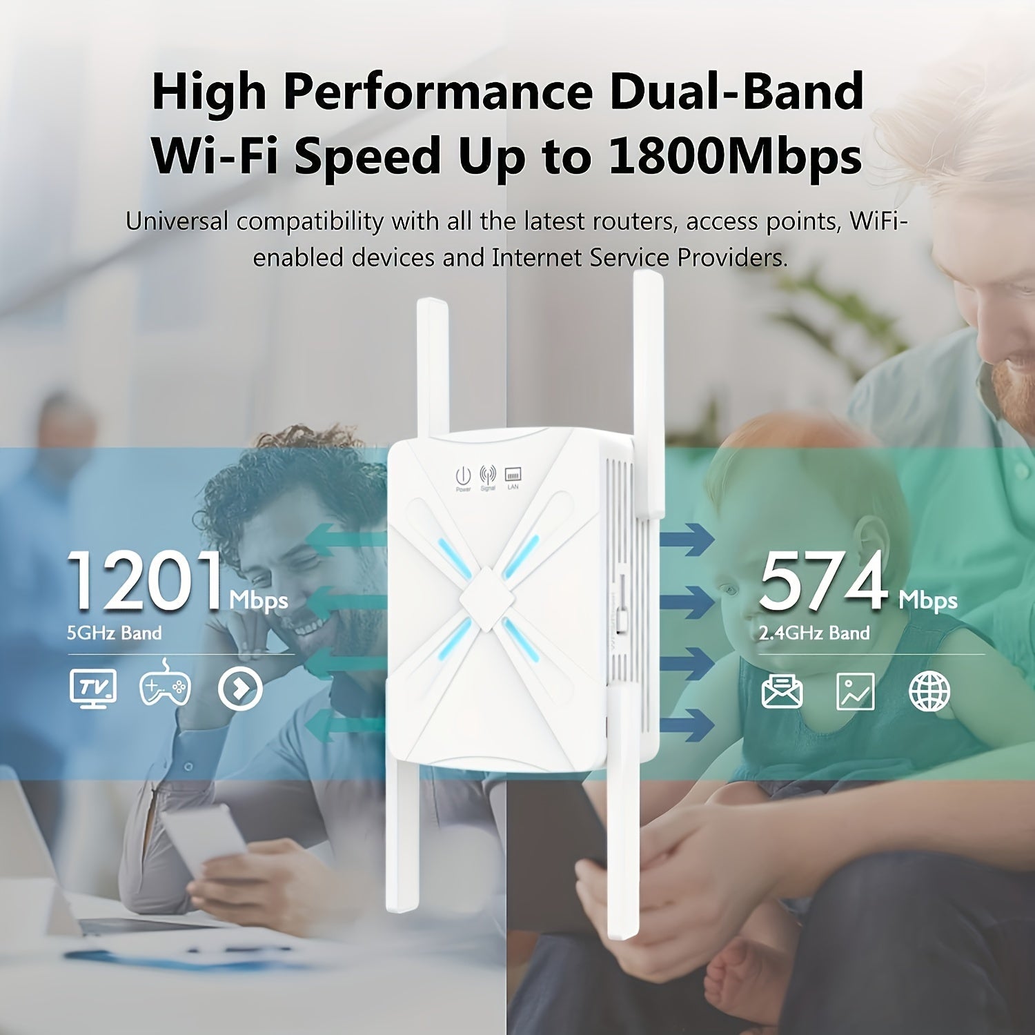 2023 Fastest WiFi Extender, Dual Band 2.4/5.8GHZ WiFi Internet Booster , 1200Mbps Signal Amplifier With Ethernet Port/Super Antenna, Wi-Fi Repeater Cover To 12000Sq. Ft And 100+ Devices,Supports Ethernet Port(EU Plug)