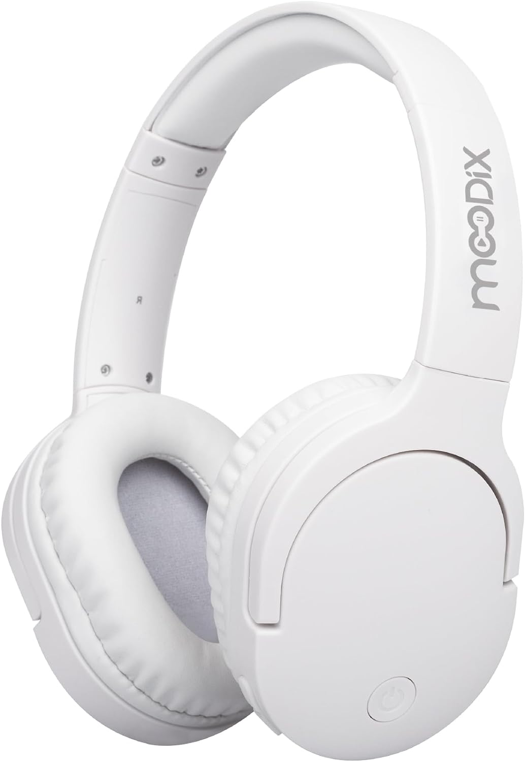Moodix Bluetooth On-Ear Headphones, iOS and Android Compatible Wireless Headphones, Lightweight Over-Ear Loud Headphones with Deep Bass, Black (White)