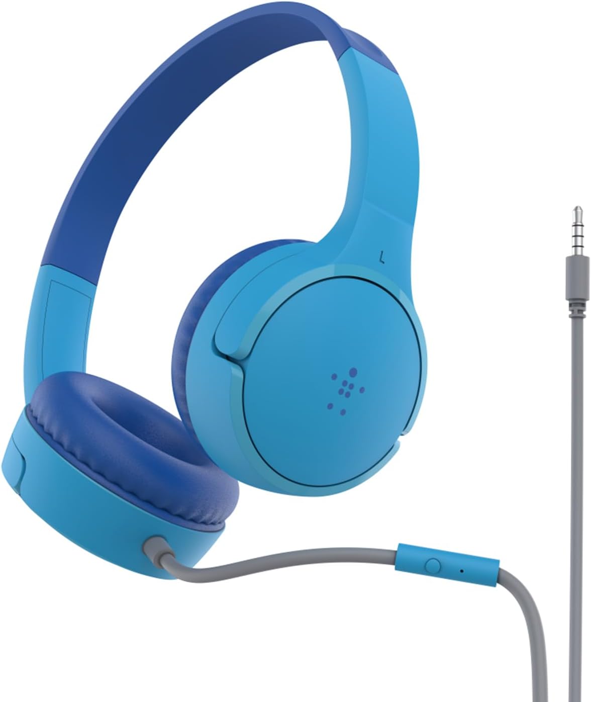 Belkin SoundForm Mini Wired On-Ear for Over-Ear Headset for Children with inline Microphone for Online Learning, School, Travel, Play, For 3.5mm Compatible Devices - Blue, Kids Headphones (Wired)