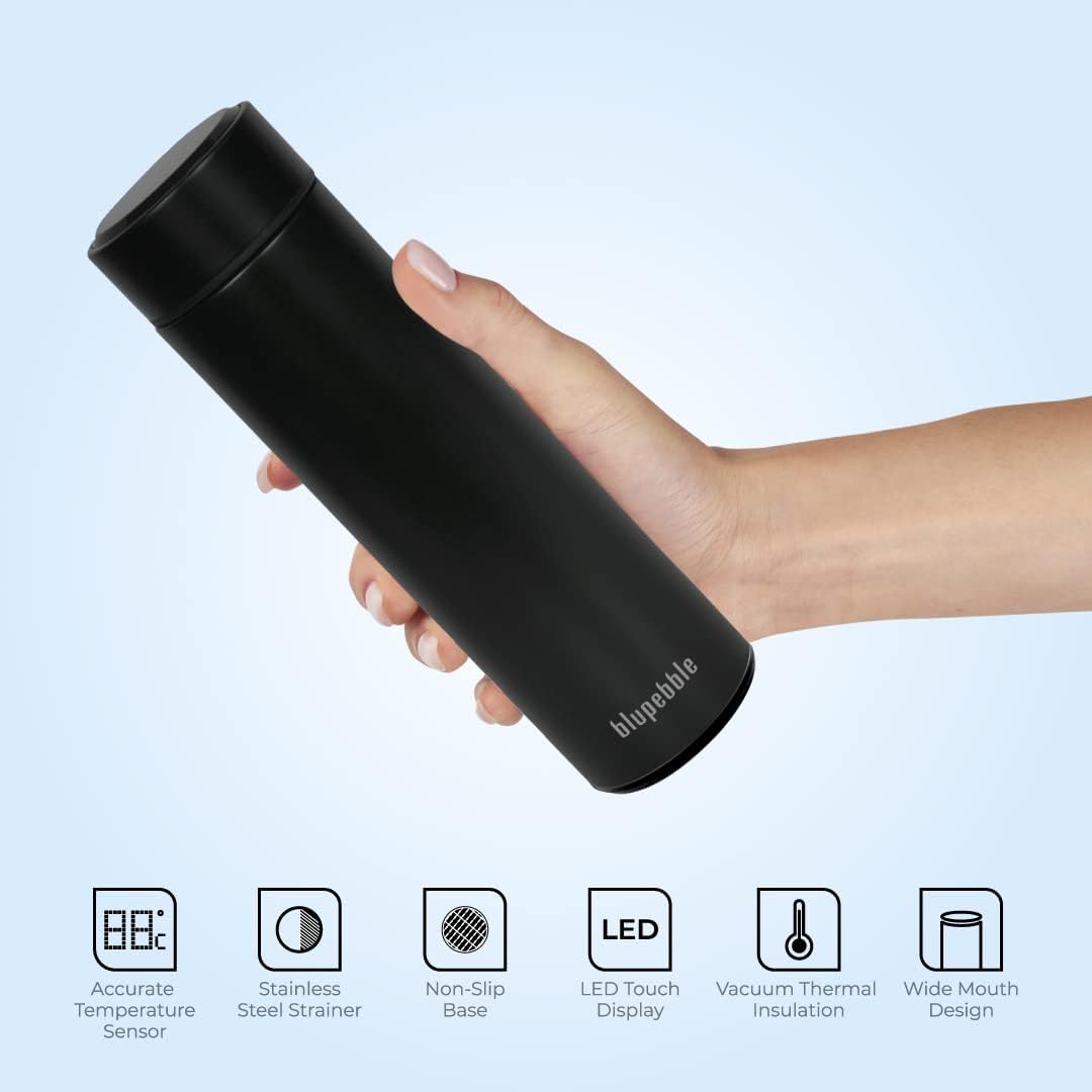 Blupebble Smart Water Bottle With Temperature Indicator 500ml (black)