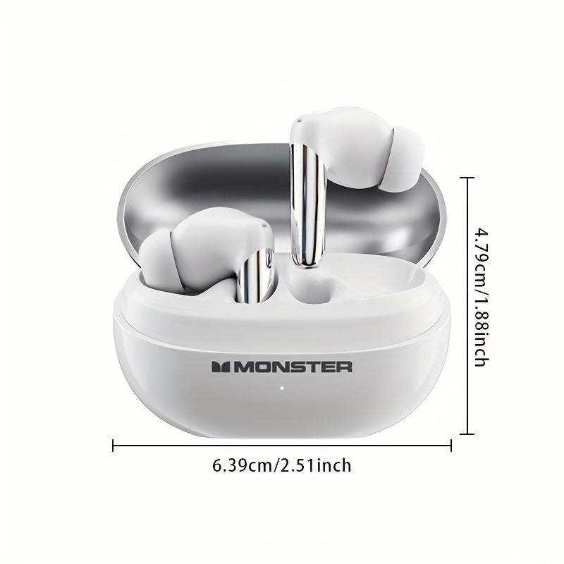 Monster Wireless Earbuds  5.3 Headphones With ENC Call Noise Reduction,in-Ear Stereo Earphones 30H Playtime, With Fast Charging For Sport