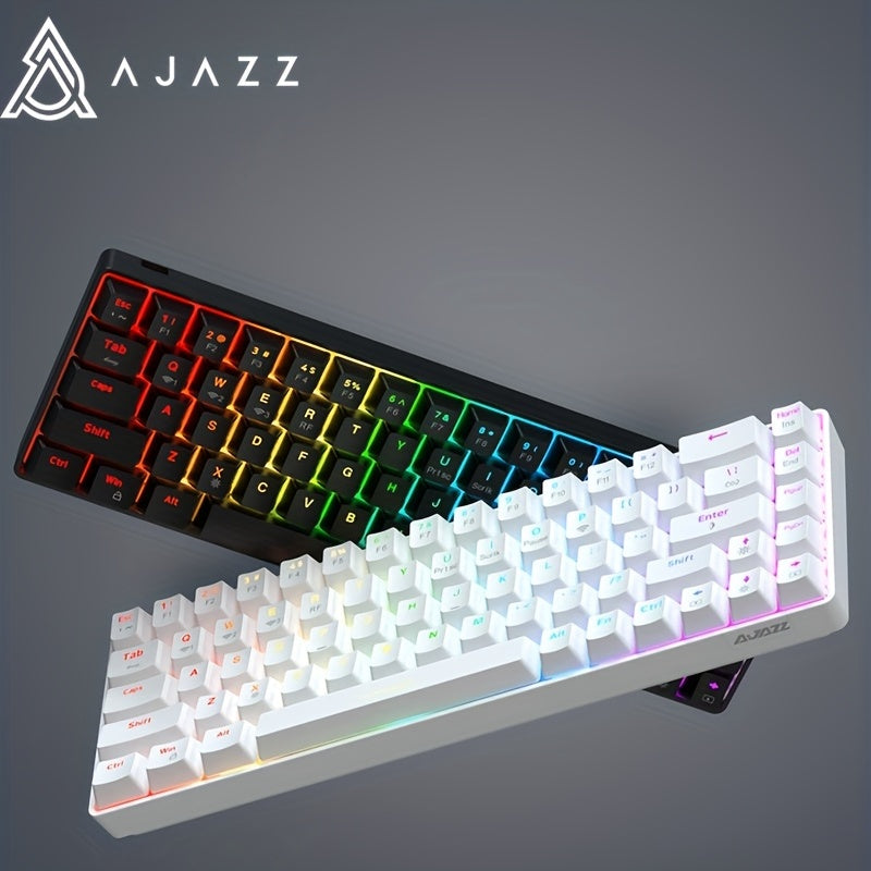 Ajazz K685T Wireless Mechanical Keyboard, BT/2.4G/Wired Multi-Mode, RGB Backlight, N-Key Rollover 68 Keys, Pluggable Switch, For Multi-Device Connection