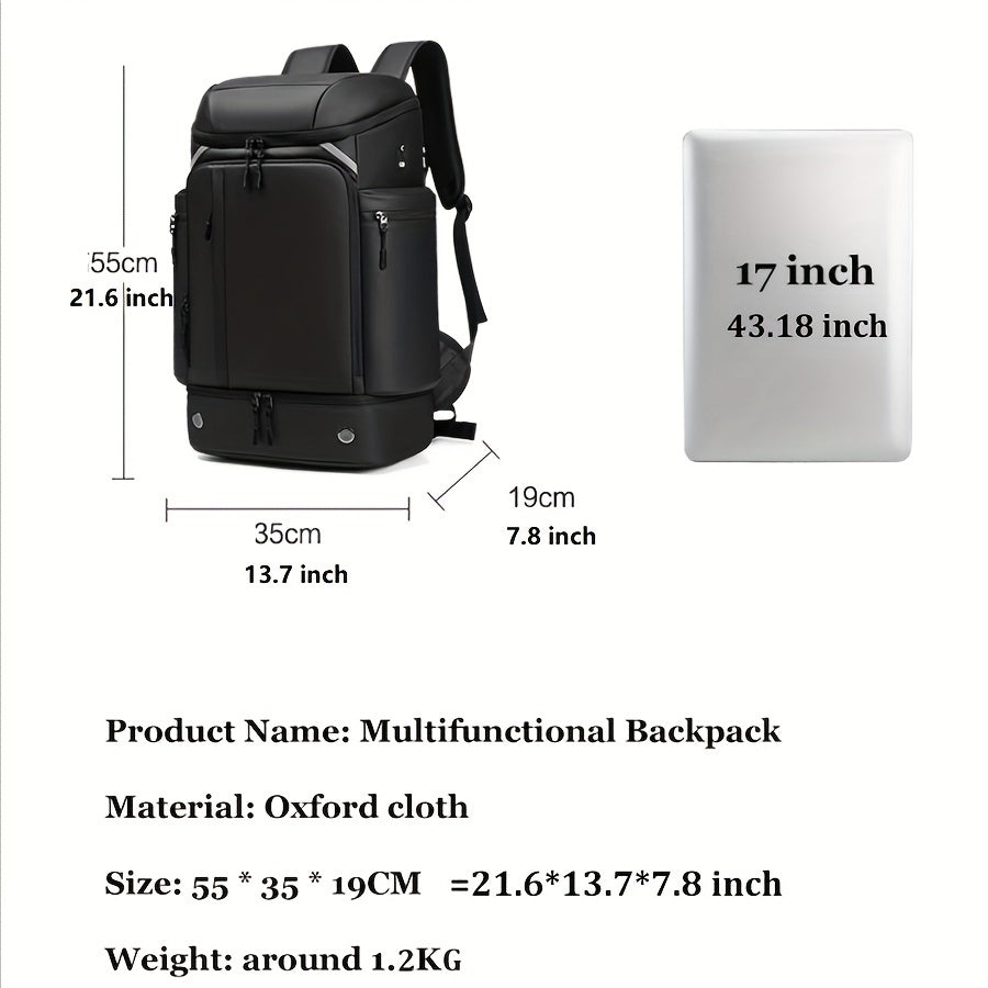 1pc Men's Travel Backpack, 50L Large Capacity Hiking Trekking Backpack, Business 43.18 Cm Laptop Backpack, Waterproof Backpack With Shoe Bag