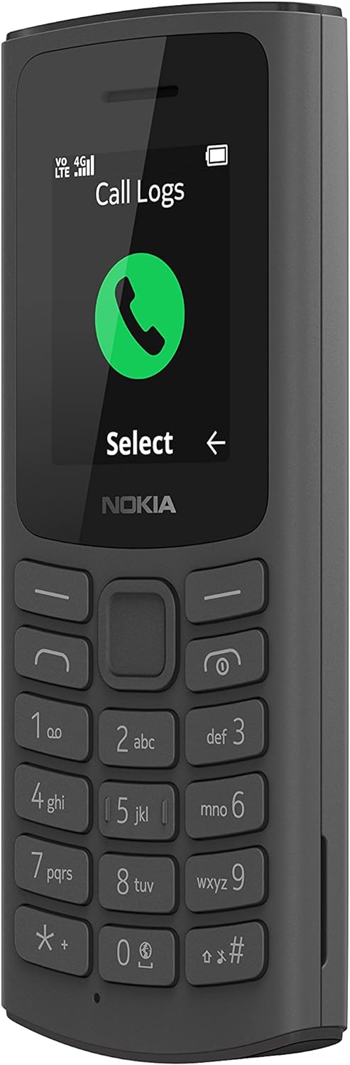 Nokia 105 4G Feature Phone With Long-Lasting Battery, Classic Quality Design , Packed Features, Classic Games, Radio, Flashlight And Plenty Of Storage Space, Dual Sim, Ram 48 Mb, Rom 128 Mb - Black
