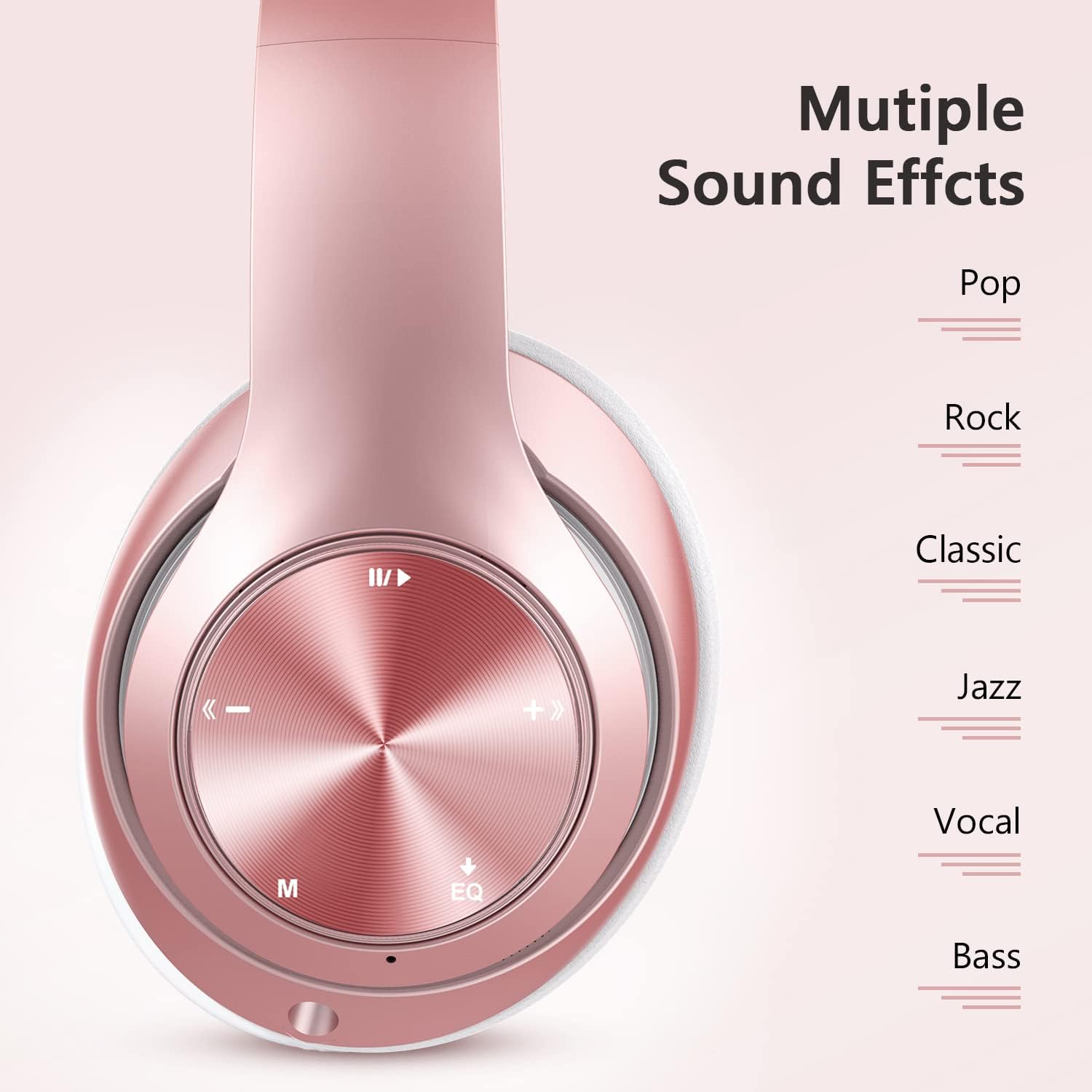 Bluetooth Headphones Over-Ear, 60 Hours Playtime Foldable Lightweight Wireless Headphones Hi-Fi Stereo On-Ear with 6 EQ Modes, Bass Adjustable Headset with Microphone, FM, SD/TF for Phone/PC/TV/Home