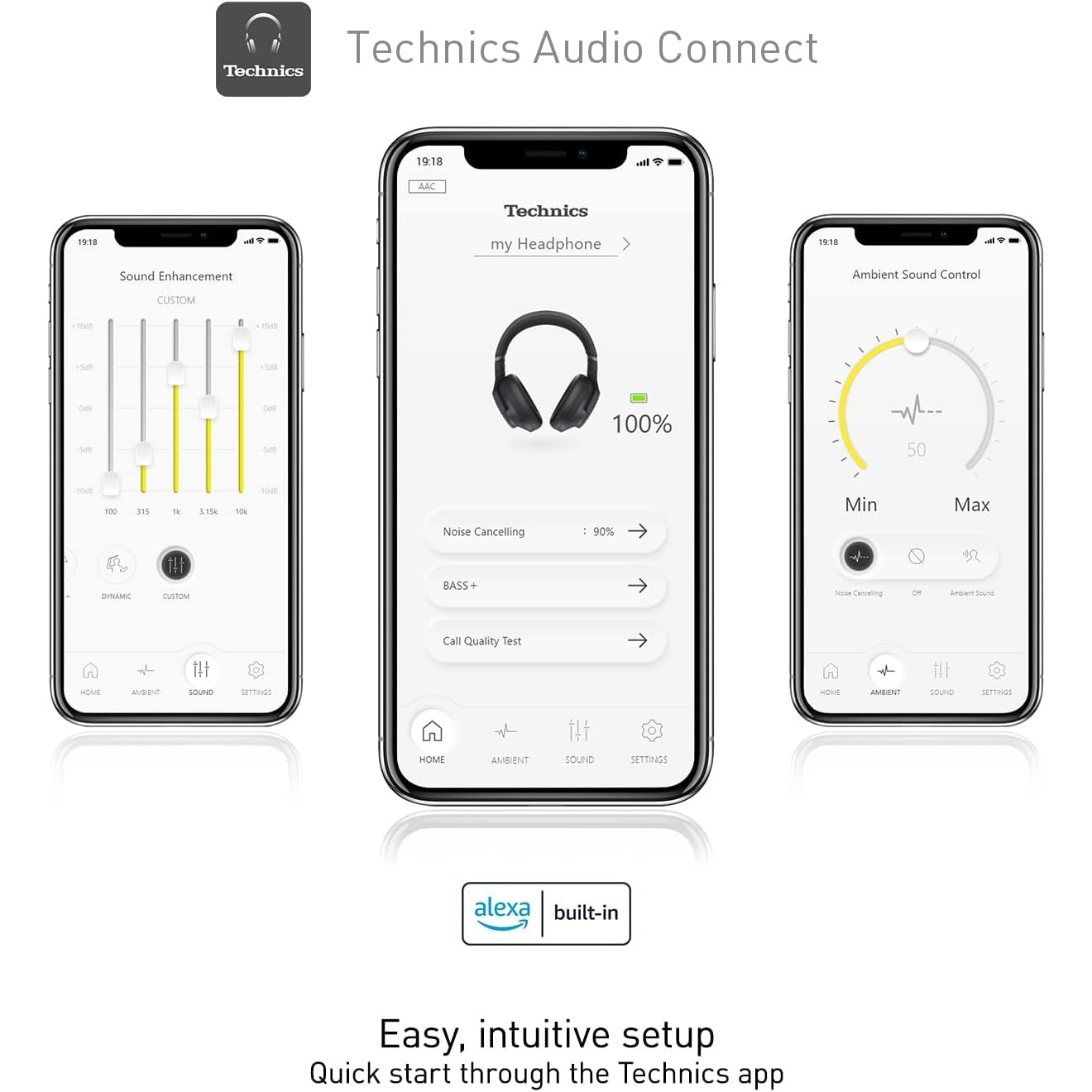 Technics Wireless Noise Cancelling Headphones, High-Fidelity Bluetooth Headphones with Multi-Point Connectivity, Impressive Call Quality, and Comfort Fit - EAH-A800-K Black