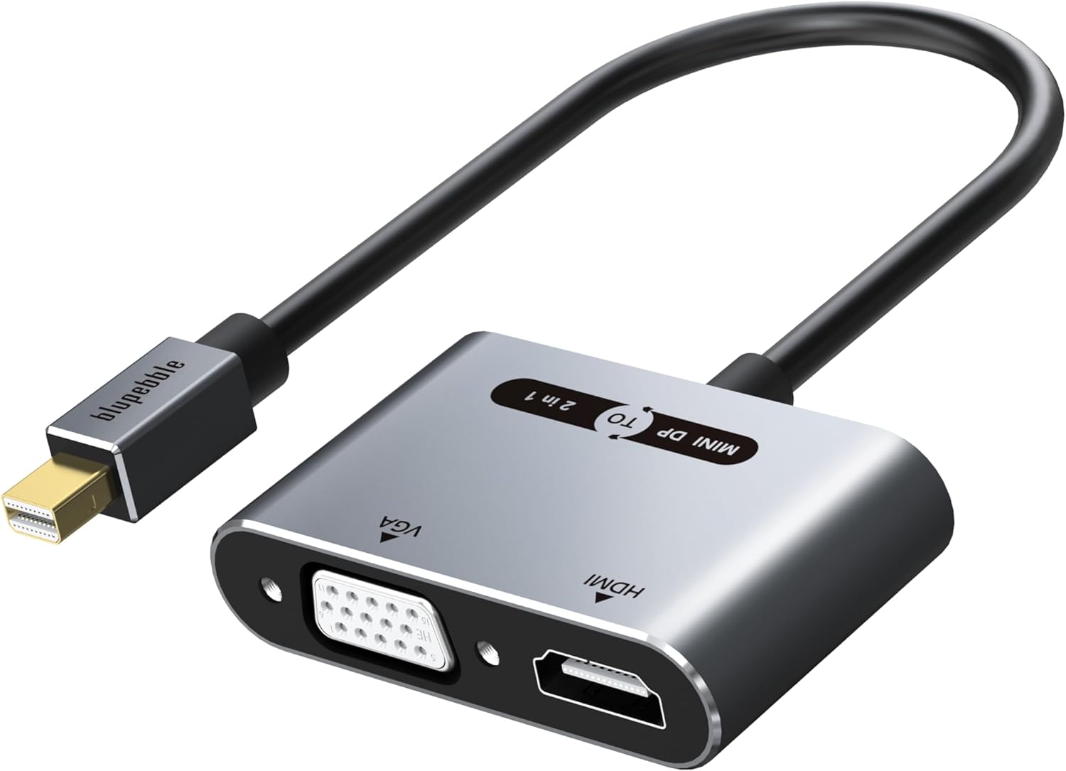 Blupebble Mini DisplayPort to HDMI VGA Adapter Converter 4K Thunderbolt 2.0 Compatible for Apple Mac Book Air MacBook Pro to VGA HDMI, Surface Pro Surface book laptop 2, Surface Studio - Black