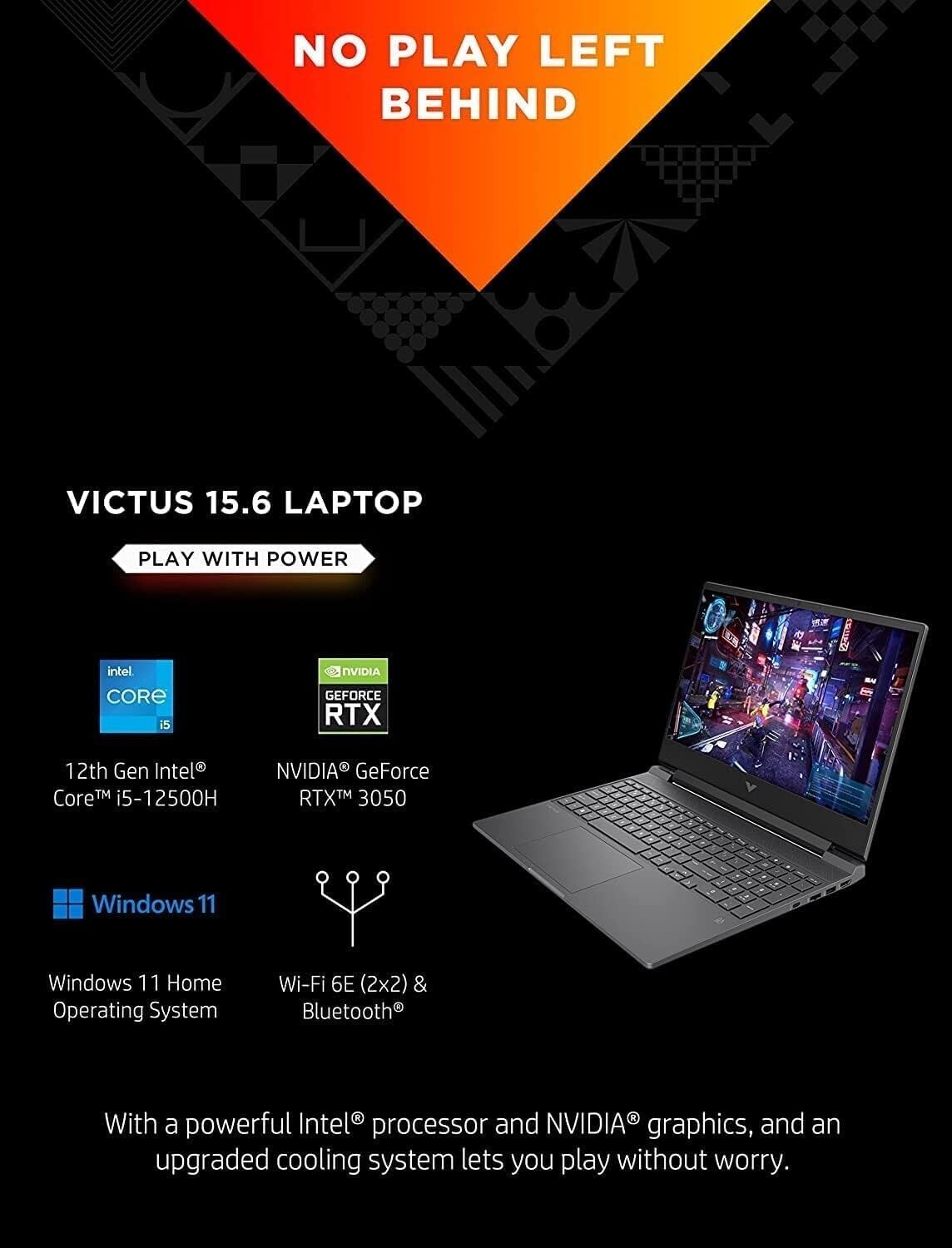 HP Victus 15 Gaming Laptop, NVIDIA GeForce RTX 3050, 12th Gen Intel Core i5-12500H(12 cores), FHD Display, Windows 11 Home, Backlit Keyboard, Enhanced Thermals w/Mouse Pad (16GB RAM | 1TB PCIe SSD)