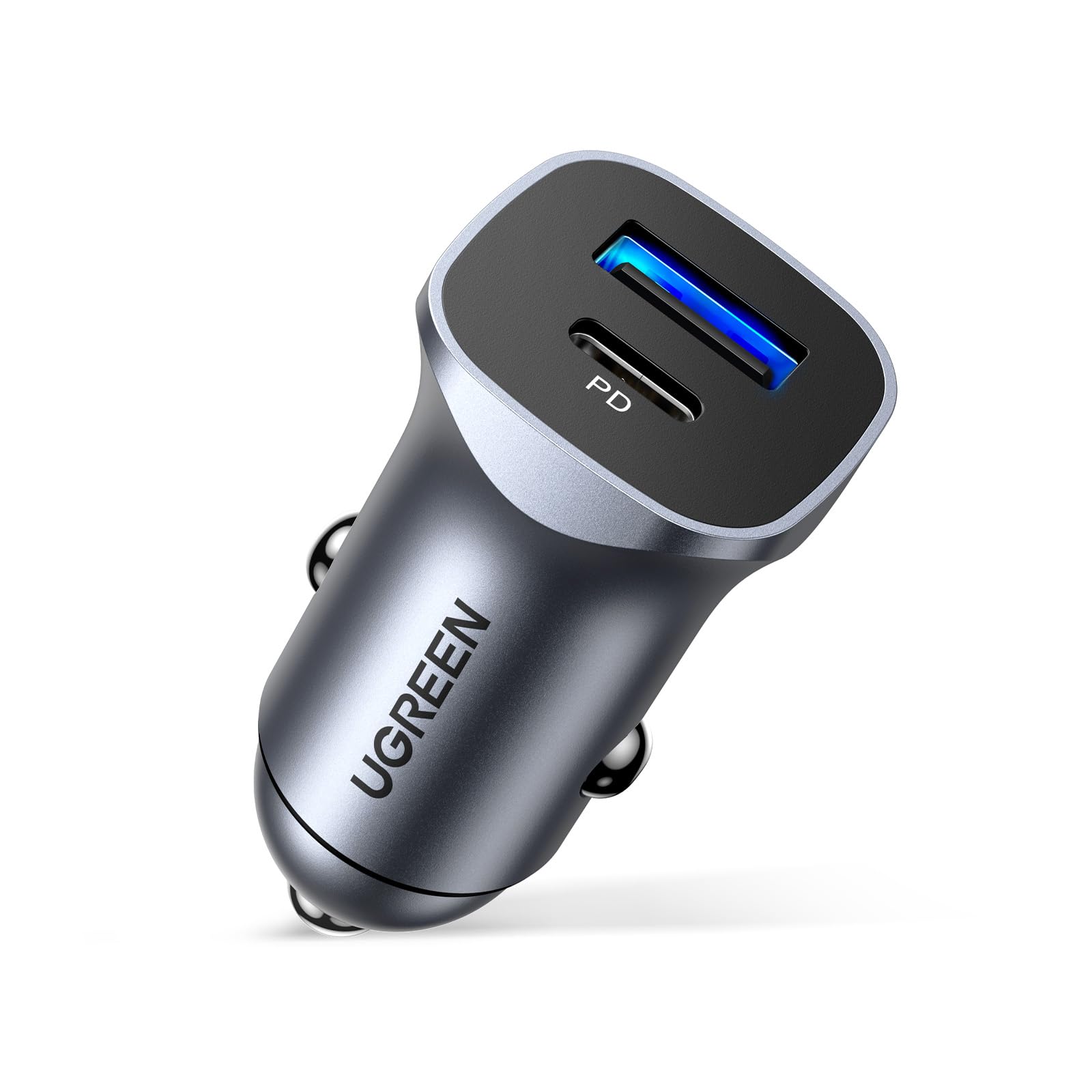 UGREEN PD 24W Car Charger Fast Charging Dual USB Car Plug Adapter Car Charger Type C Compatible with iPhone 15 Pro Max/15 Pro/15/14/13 Pro Max/12/11, iPad Pro/mini 6,Samsung S23/S22, Huawei Mate20,etc