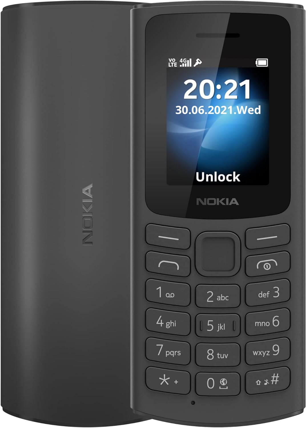 Nokia 105 4G Feature Phone With Long-Lasting Battery, Classic Quality Design , Packed Features, Classic Games, Radio, Flashlight And Plenty Of Storage Space, Dual Sim, Ram 48 Mb, Rom 128 Mb - Black