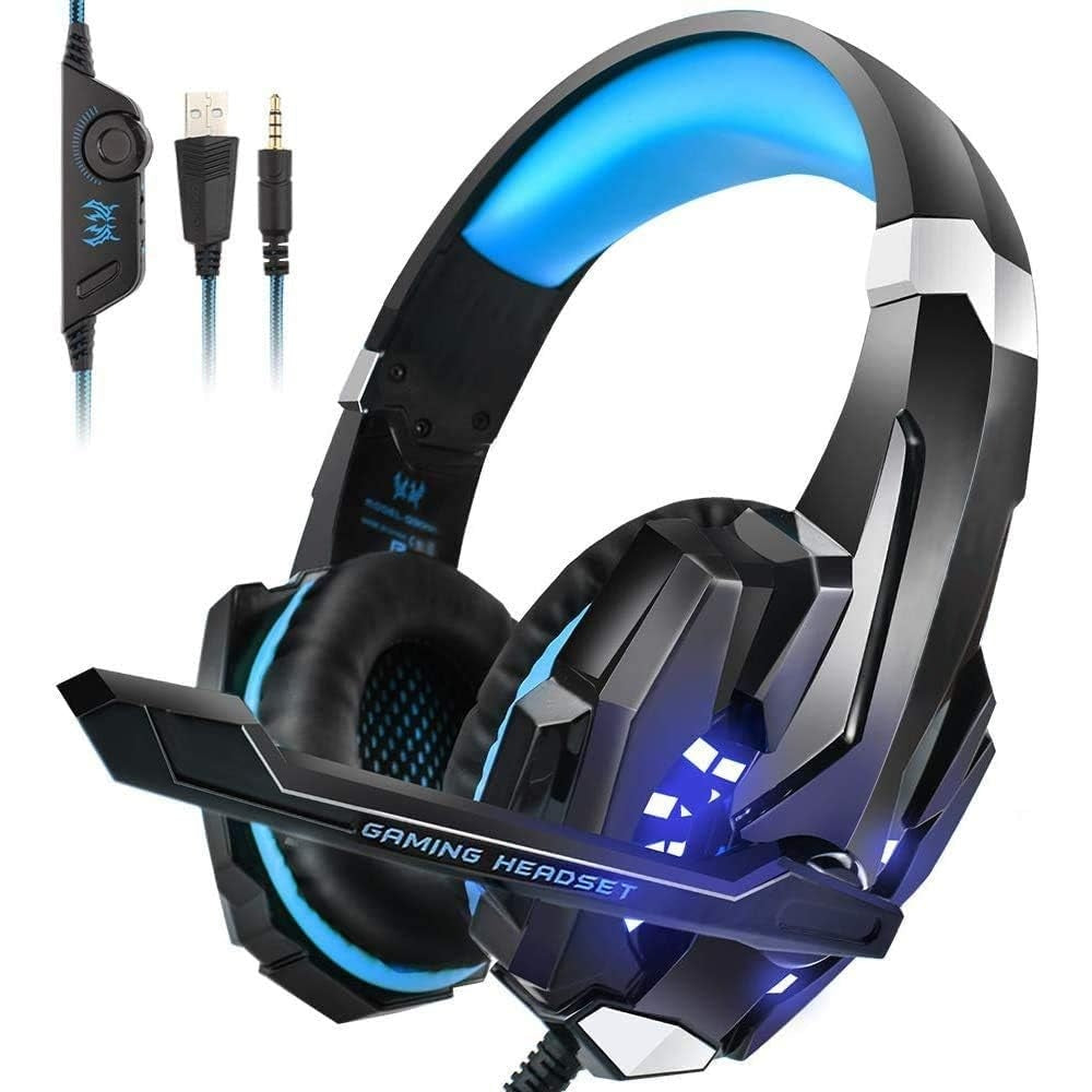 Kotion Each G9000 Over Ear Gaming Headphones with Mic and LED Black/Blue compatible with PC, iPad, iPhone, Tablets, Mobile Phones, 2.72469E+12