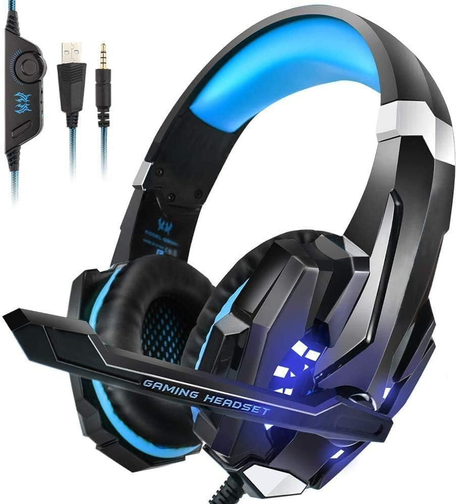 Kotion Each G9000 Over Ear Gaming Headphones with Mic and LED Black/Blue compatible with PC, iPad, iPhone, Tablets, Mobile Phones, 2.72469E+12