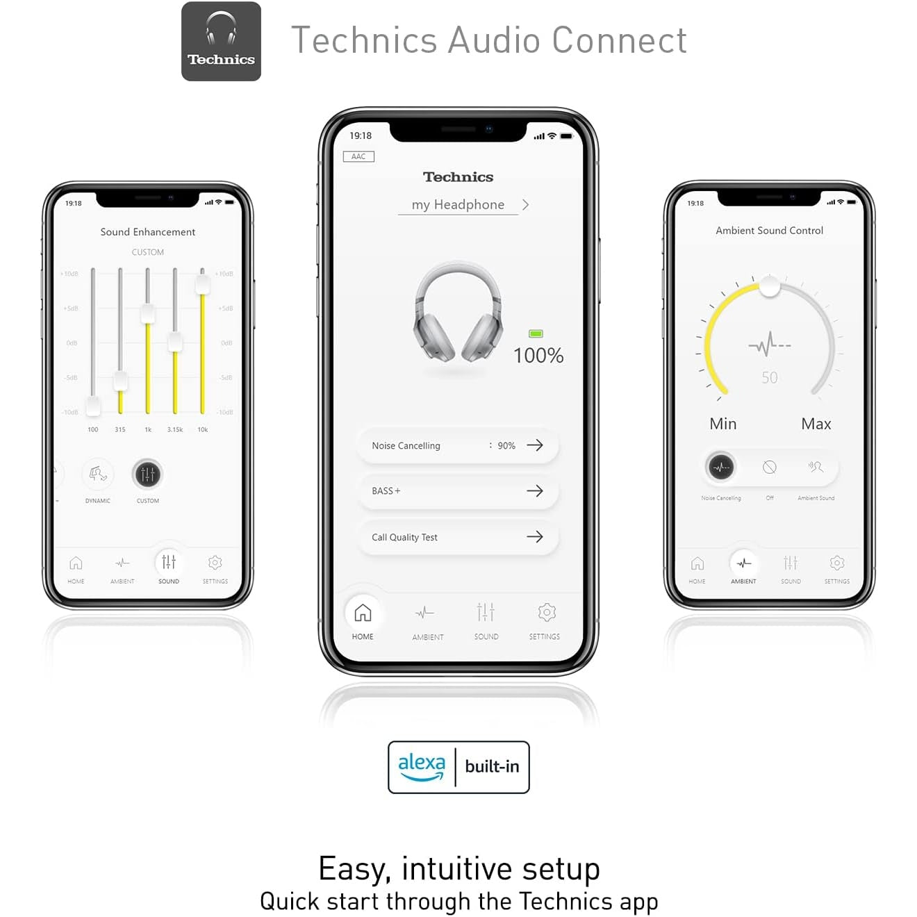 Technics Wireless Noise Cancelling Headphones, High-Fidelity Bluetooth Headphones with Multi-Point Connectivity, Impressive Call Quality, and Comfort Fit - EAH-A800-K Black