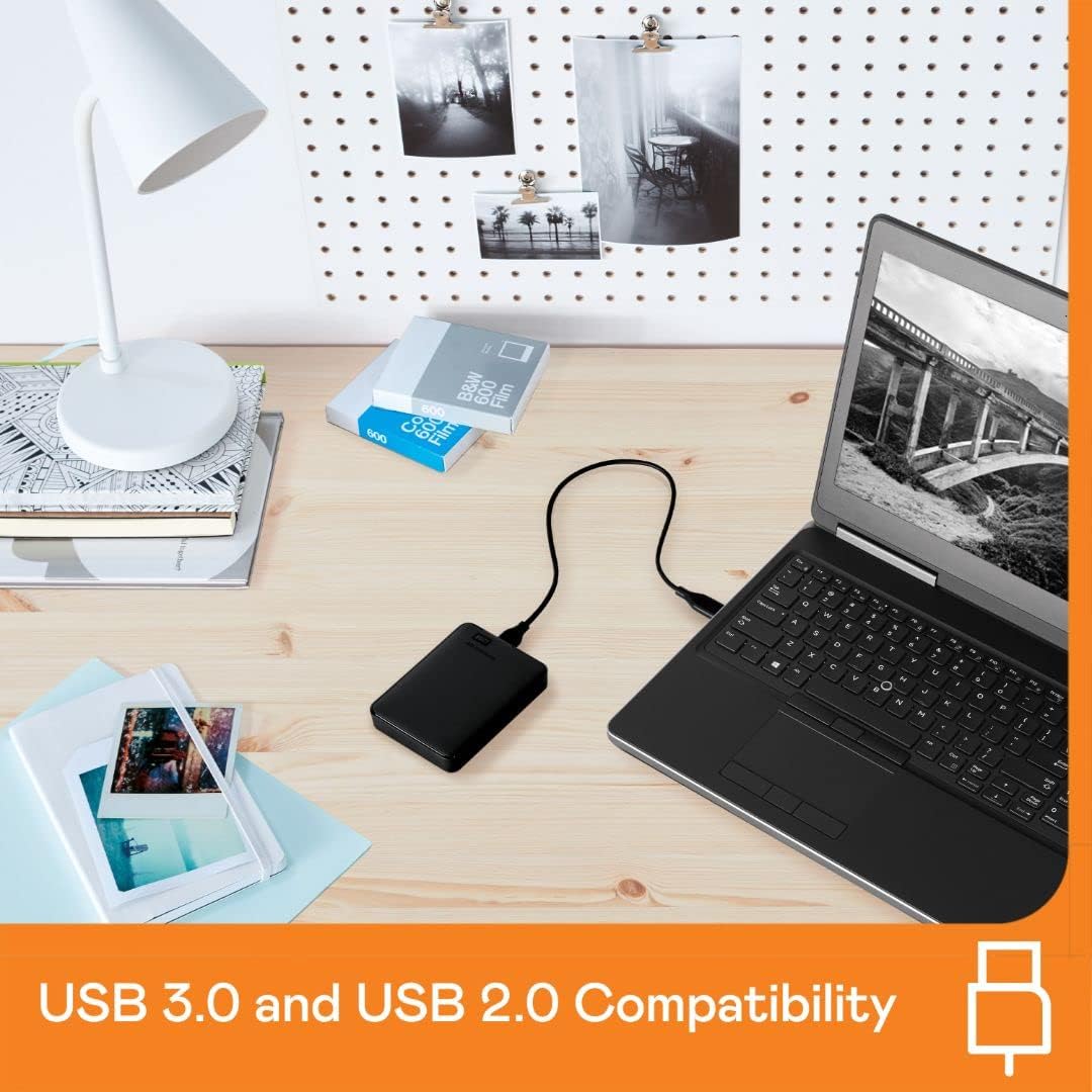 WD 2TB Elements Portable External Hard Drive USB 3.0 for PC - Black - WDBU6Y0020BBK-WESN