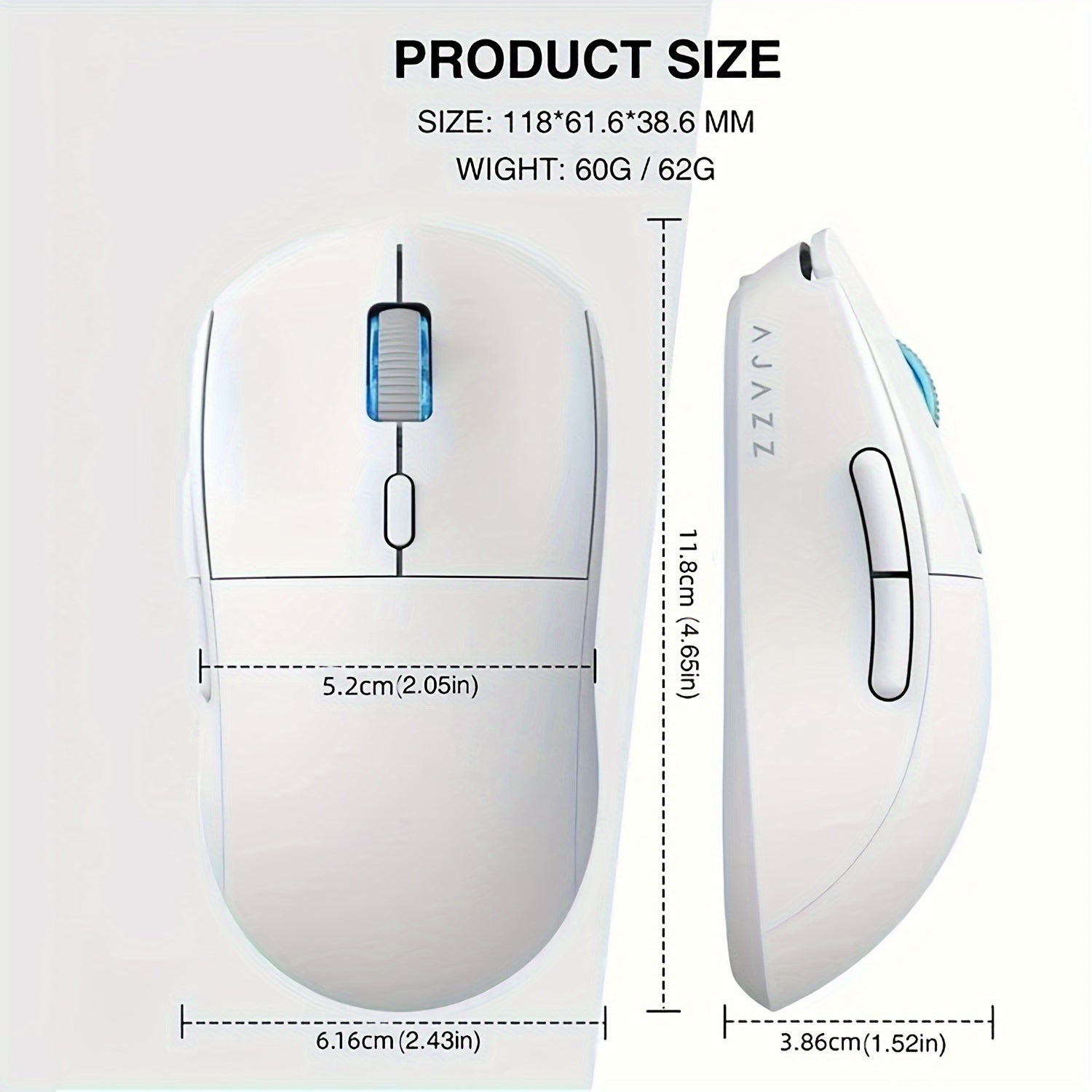 AJAZZ 4K Return Rate Lightweight Gaming Mouse: 65g Ultralight Mouse, Supports Wireless Connection, 60 Hours Battery Life