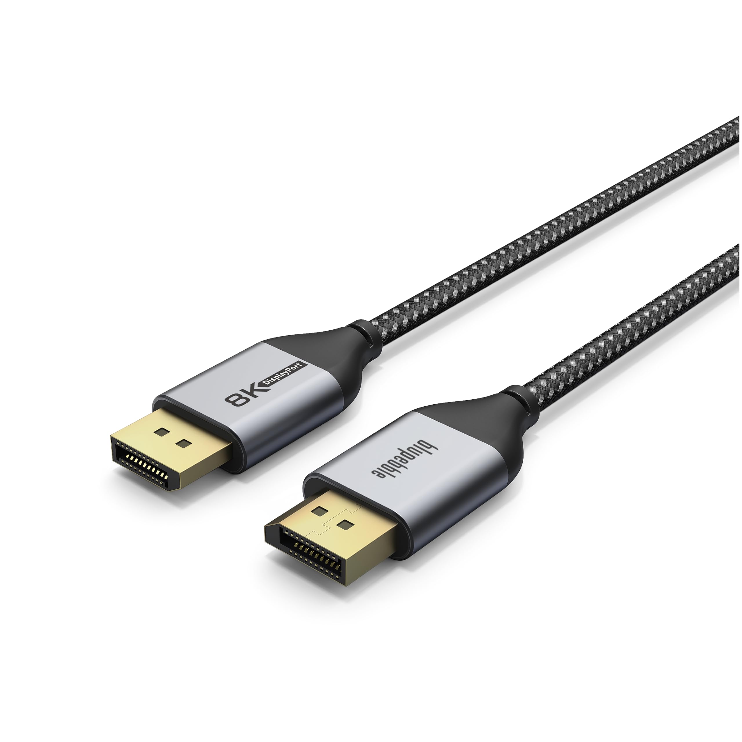 Blupebble 8K DisplayPort Cable 1.4 8K@60Hz/4K@144Hz/2K@240Hz/1080P@240Hz, for Gaming Monitor/Graphics Card/PC, Support 3D/HDCP/HDR/G-SYNC/Free-SYNC, Male to Male Nylon Braided Cable (1 Metre)