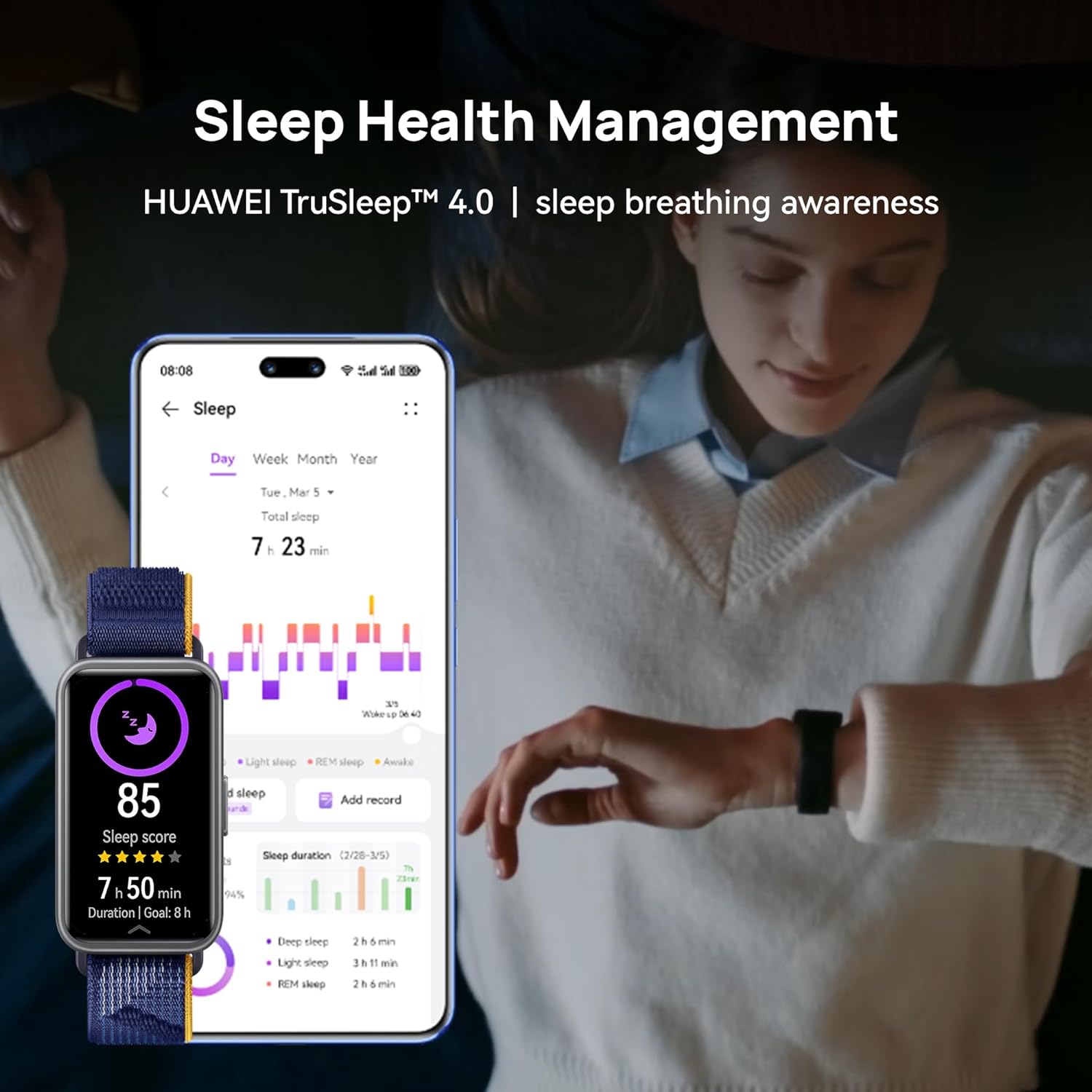 HUAWEI Band 9, Comfortable All-Day Wearing, Sleep Tracking, Fast Charging, Durable Battery, Intelligent Brightness Adjustments, 100 different workout modes, Compatible with iOS&Android, Black