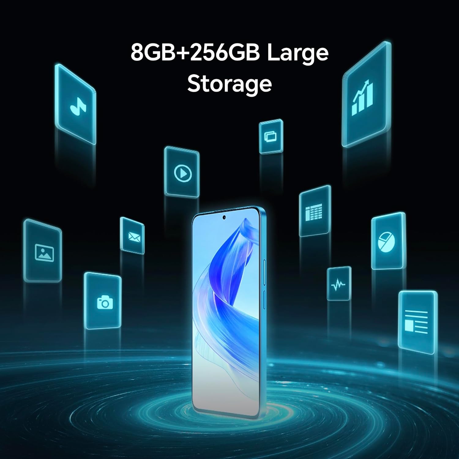 HONOR 90 Lite Smartphone 5G, 8GB+256GB, 6,7” IPS LCD 90Hz Display, 100MP Triple Rear Camera with 4500 mAh Battery, Dual SIM, Android 13 + GCC Warranty (Cyan Lake)