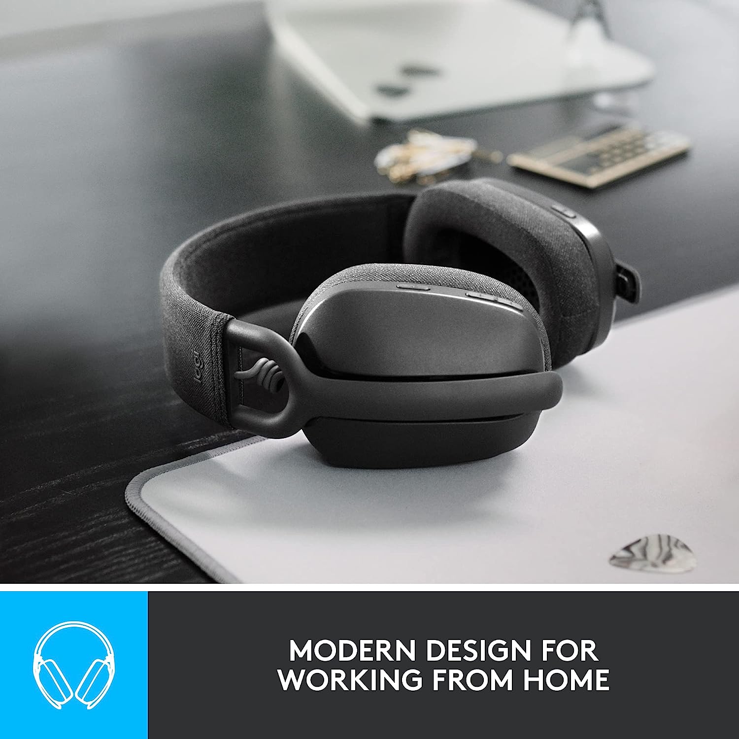 Logitech Zone Vibe 100 Lightweight Wireless Over-Ear Headphones with Noise-Cancelling Microphone, Advanced Multipoint Bluetooth Headset, Works with Teams, Google Meet, Zoom, Mac/PC - Off White