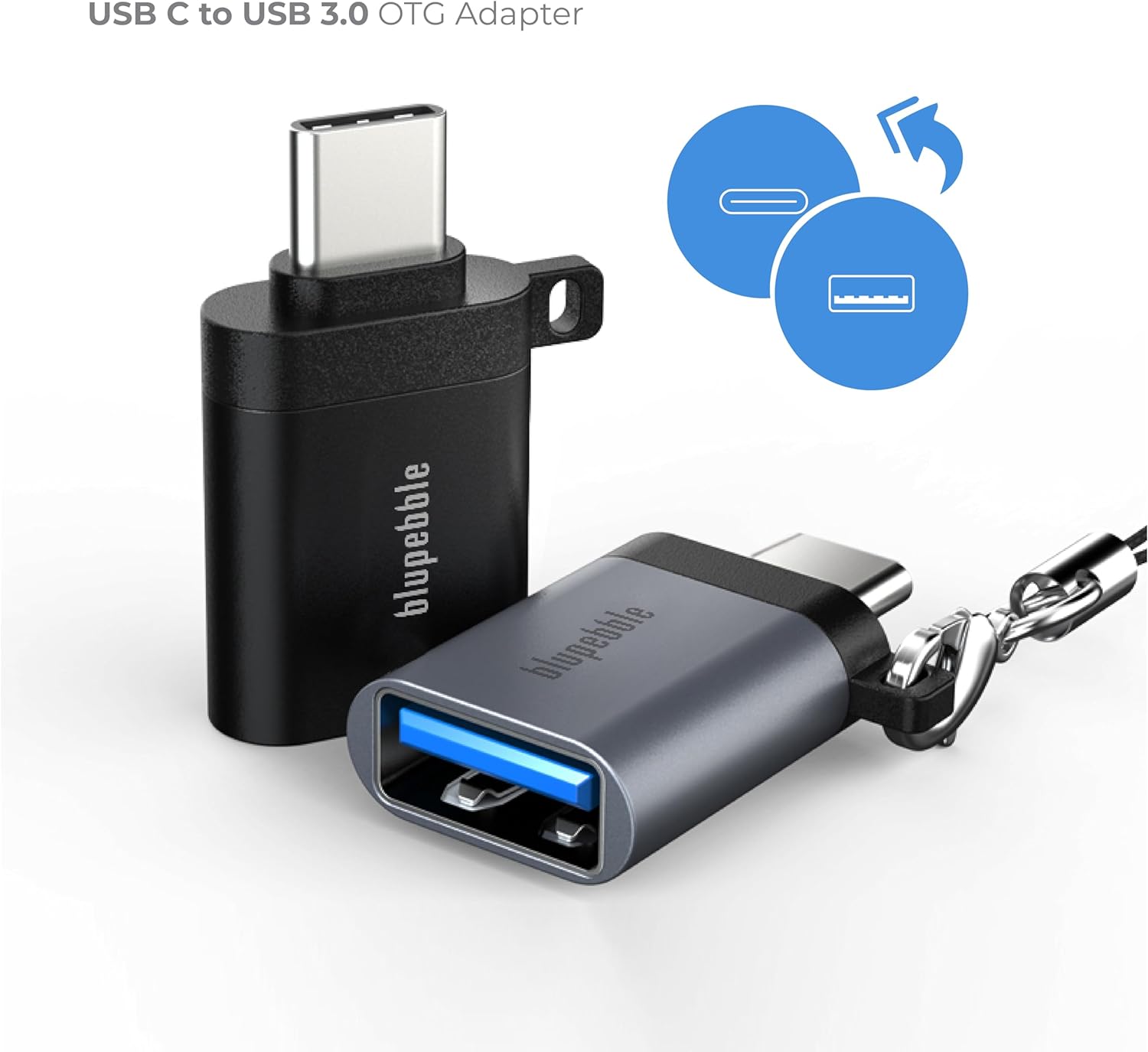 Blueppeble USB-A to USB C Adapter with C Male to 3.0 USB-A Female OTG Adapter Compatible with iPhone 15 MacBook Air iPad Pro, Samsung Galaxy Thunderbolt 4/3 Devices - Black