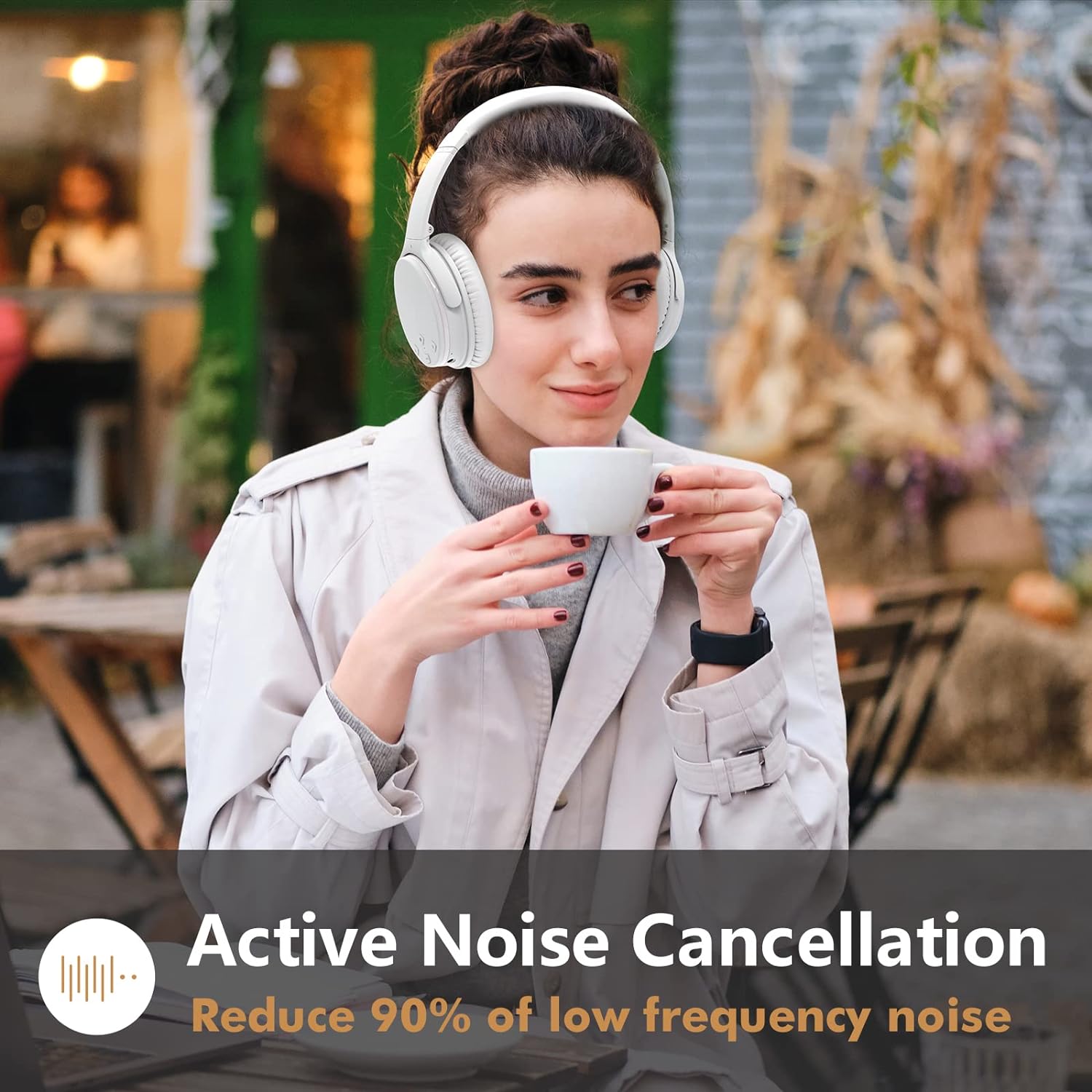 Srhythm NC25 Active Noise Cancelling Headphones Bluetooth 5.3, ANC Stereo Headset Over-Ear with Hi-Fi,Mic,50H Playtime,Voice Assistant,Low Latency Game Mode