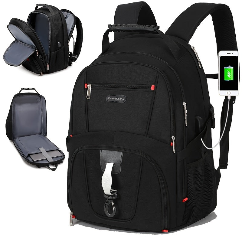 Laptop Backpack 43.18 Cm, Large Capacity Business Durable Travel Backpack With USB Charging Port