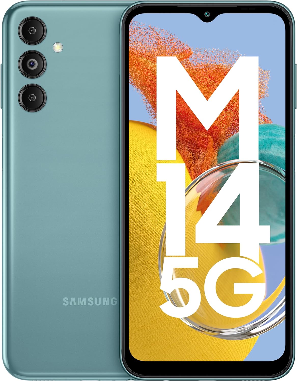 SAMSUNG Galaxy M14 5G (Smoky Teal, 6GB, 128GB Storage) | 50MP Triple Cam | 6000 mAh Battery | 5nm Octa-Core Processor | 12GB RAM with RAM Plus | Android 13 | Without Charger