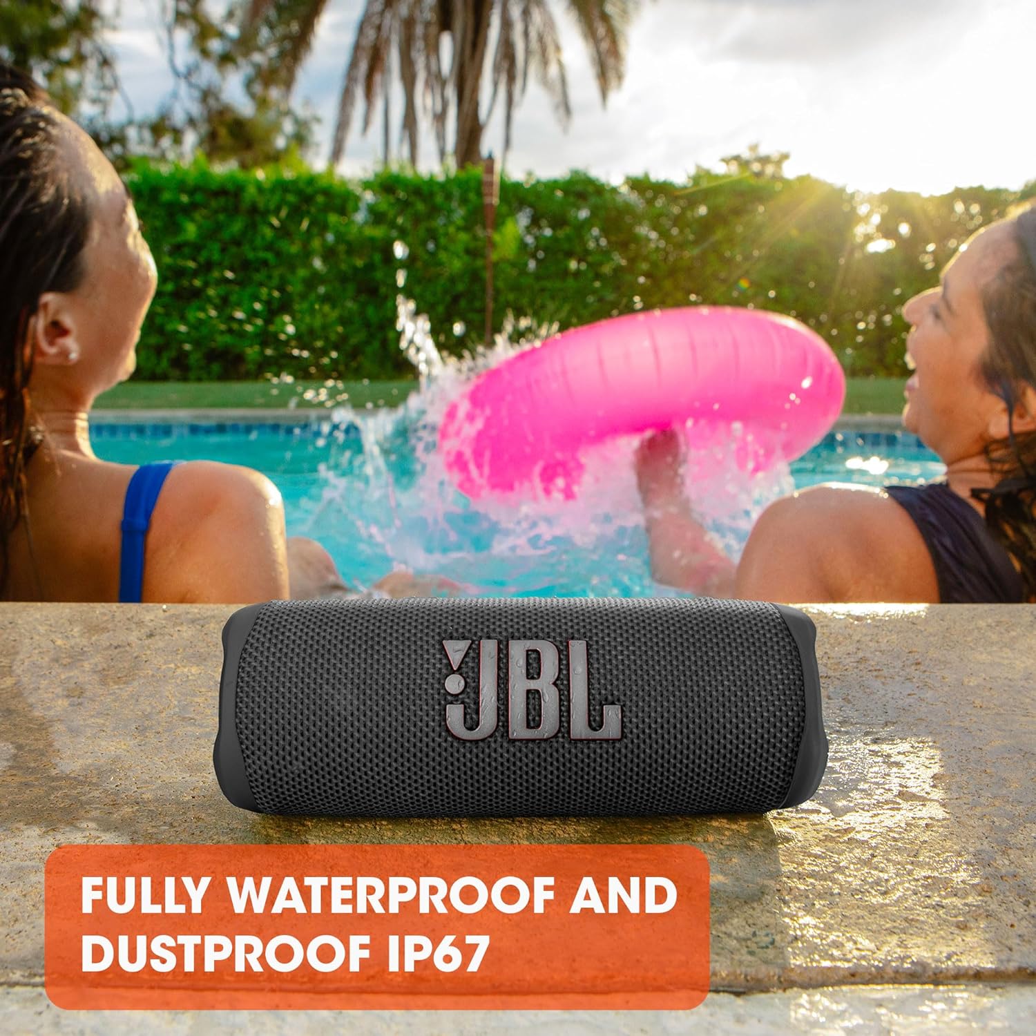 JBL Flip 6 Portable IP67 Waterproof Speaker with Bold Original Pro Sound, 2-Way Speaker, Powerful Sound and Deep Bass, 12 Hours Battery, Safe USB-C Charging Protection - Black, JBLFLIP6BLK