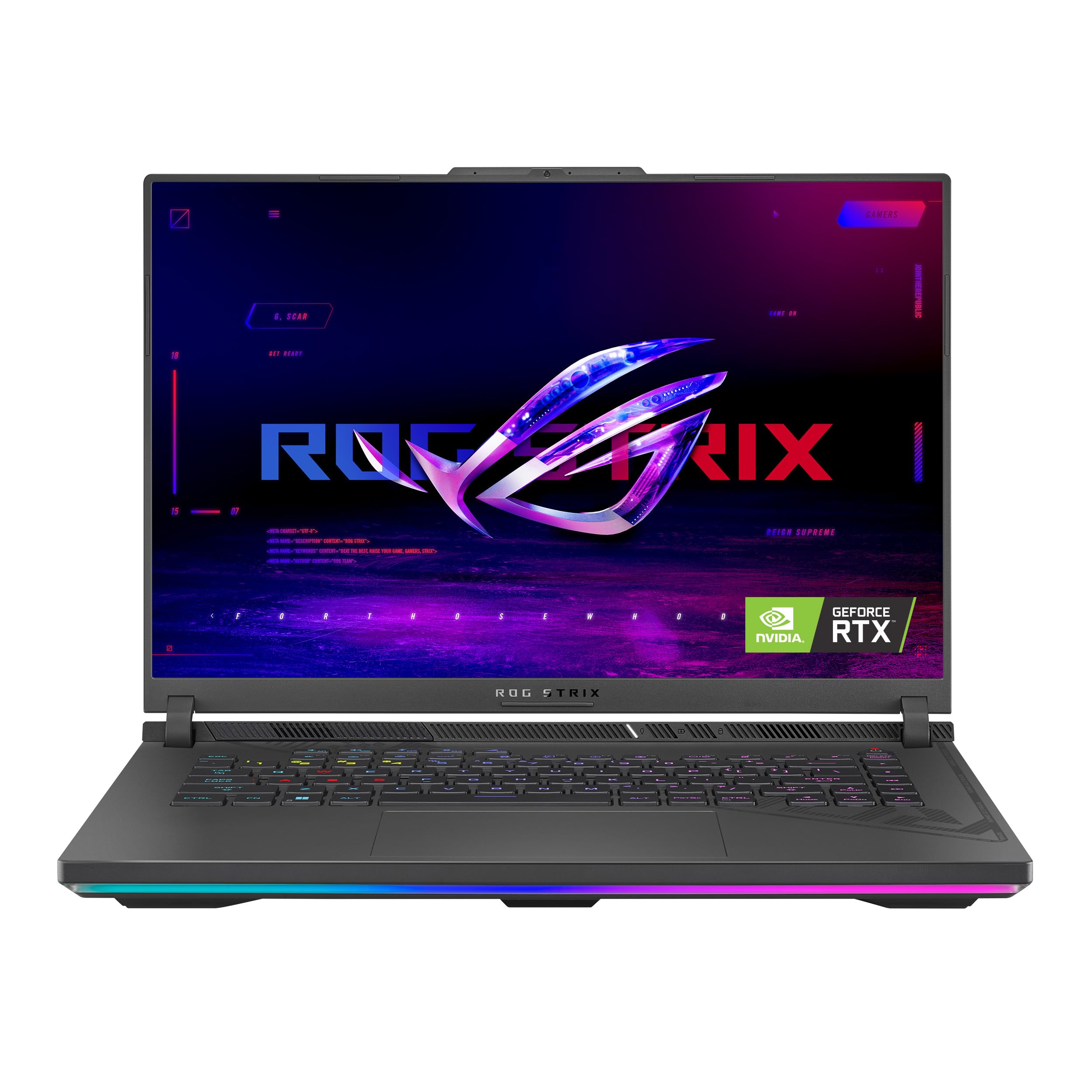 ROG Strix G16 G614JU-N3111W Eclipse Gray Gaming Laptop, i7-13650HX 16GB 1TB PCIE 4.0 SSD, NV RTX 4050, 6GB VRAM, WIN11 HOME, 16-inch 165Hz, HD Webcam, Backlit-RGB-Eng-Arb-KB