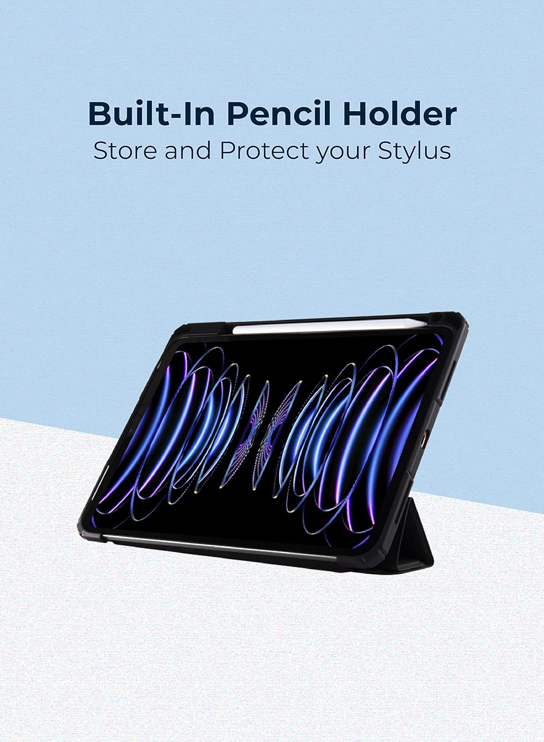 Blupebble Hybrid Folio with Pen Holder Transparent Back with Auto Sleep/Wake function Shockproof Slim Case Designed for iPad 10.2