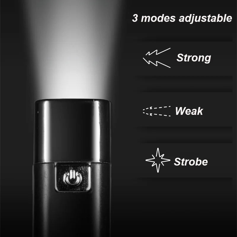 2 IN 1 Mini  LED Flashlight Portable Power Bank Torch Ultra Bright TacticalOutdoor Lighting 3 Modes With USB Charging Cable