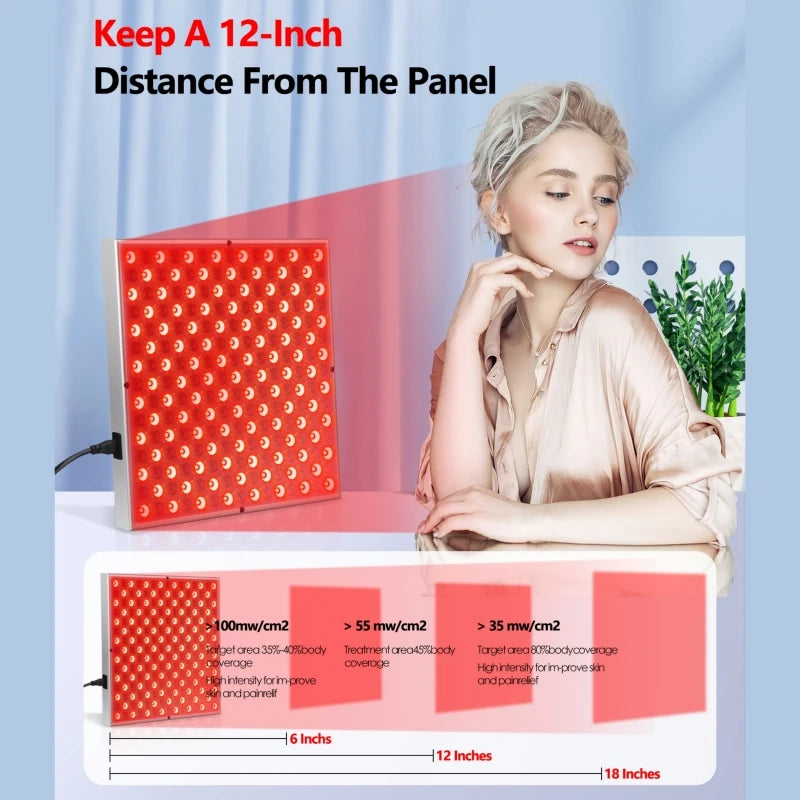 LED Red Light Therapy Panel Lamp for Facial Anti Aging Skin Care Beauty 225 LED Light Body Pain Relief Physical Therapy Tools