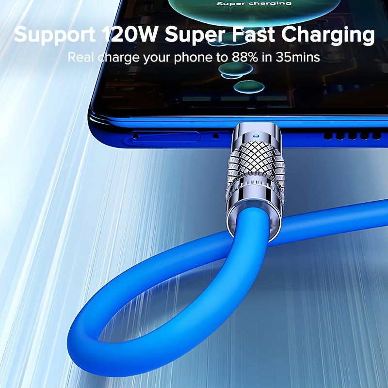 QOOVI 6A 120W USB Type C Mobile Phone Charging Cable Zinc Alloy Support Data Transmission Super Fast Charging QC3.0