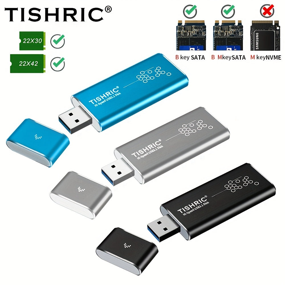 TISHRIC External HDD Case M.2 NGFF To USB 3.0 Converter Adapter SSD Case Hard Drive Disk For 2230/2242 M.2 NGFF Portable Box