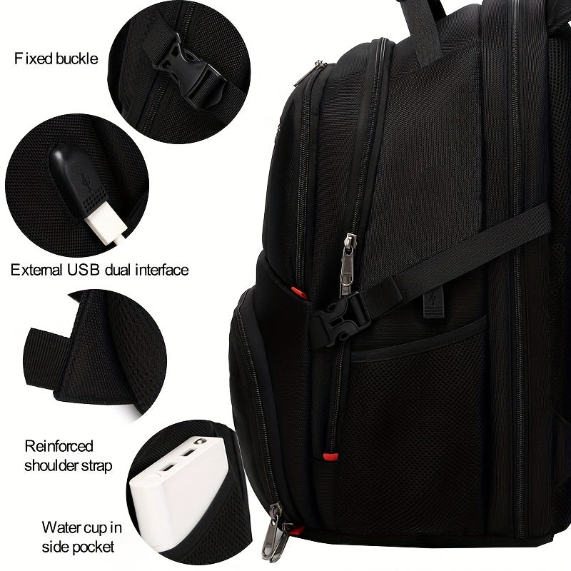 Business Waterproof Durable Backpack With USB Charging Port, Travel Backpack, Student Backpack, Computer Bag For 43.18 Cm Laptop