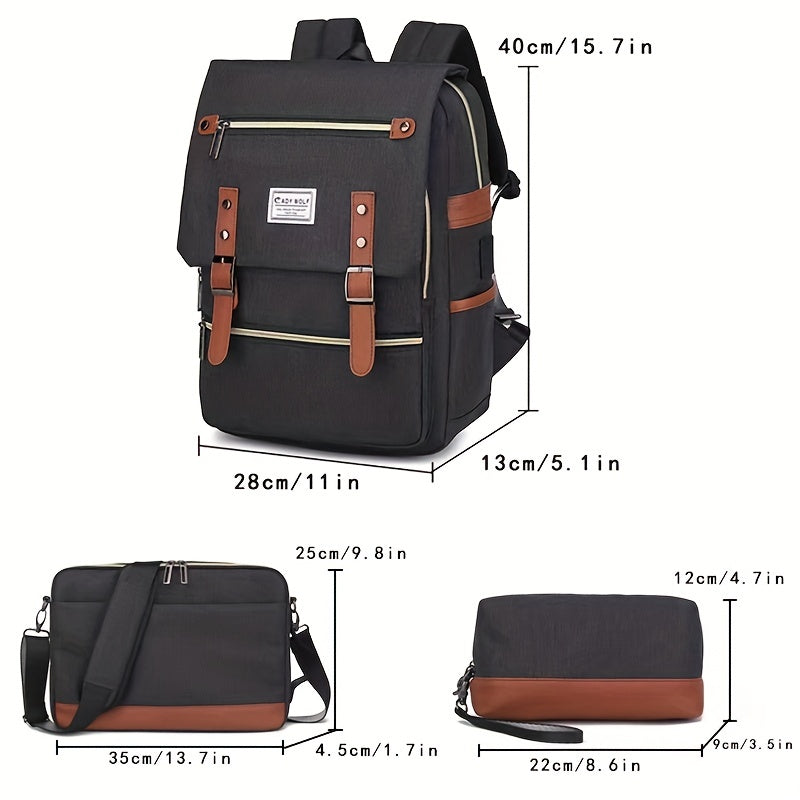 1pc 43.18 Cm Laptop Backpack, Expandable Waterproof Business Backpack, Business Work Travel Bag