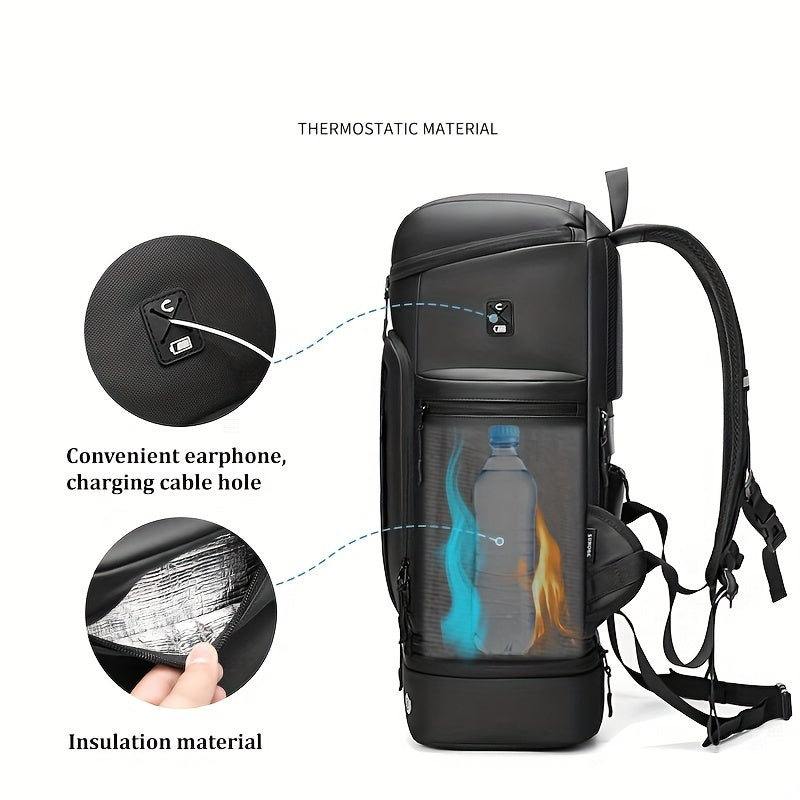 Casual Travel Hiking Backpack With Shoe Compartment, 50L Large Capacity Outdoor Waterproof Backpack, 43.18 Cm Laptop Bag