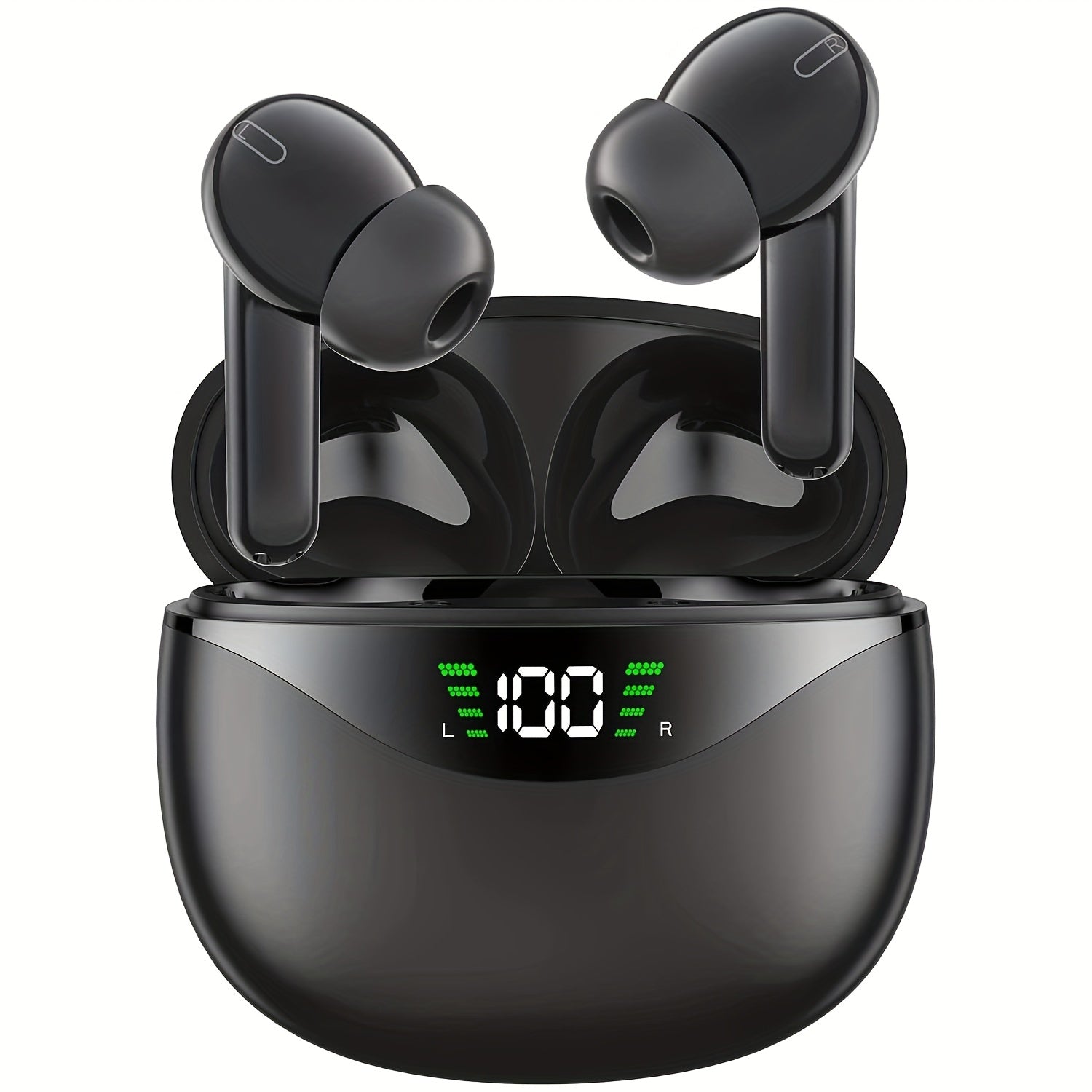 Wireless Earbuds, V5.1  Headphones 30+H Playtime With LED Digital Display Charging Case, IPX7 Waterproof Earphones With Mic For Sports Workout Compatible For IPhone/Android/Pods (Black)