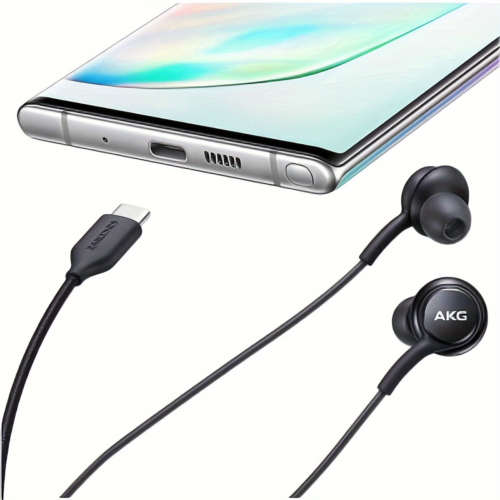 AKG Stereo Headphones For Samsung Galaxy S23 Ultra, Galaxy S22 Ultra, S21 Ultra, S20 Ultra & Note 10+ - Designed By AKG - With Microphone And Volume Remote Control