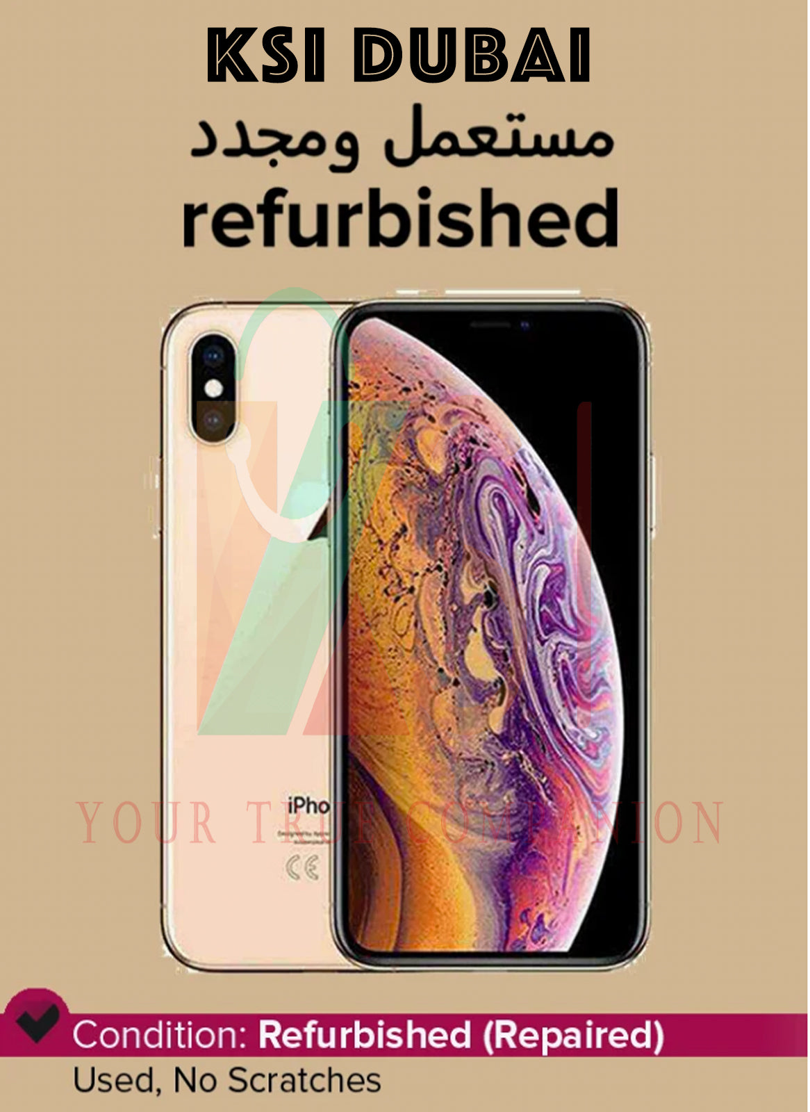 Refurbished iPhone XS With Facetime Gold 256GB 4G LTE(PHONE + CHARGER+ CABLE ONLY) Without Box