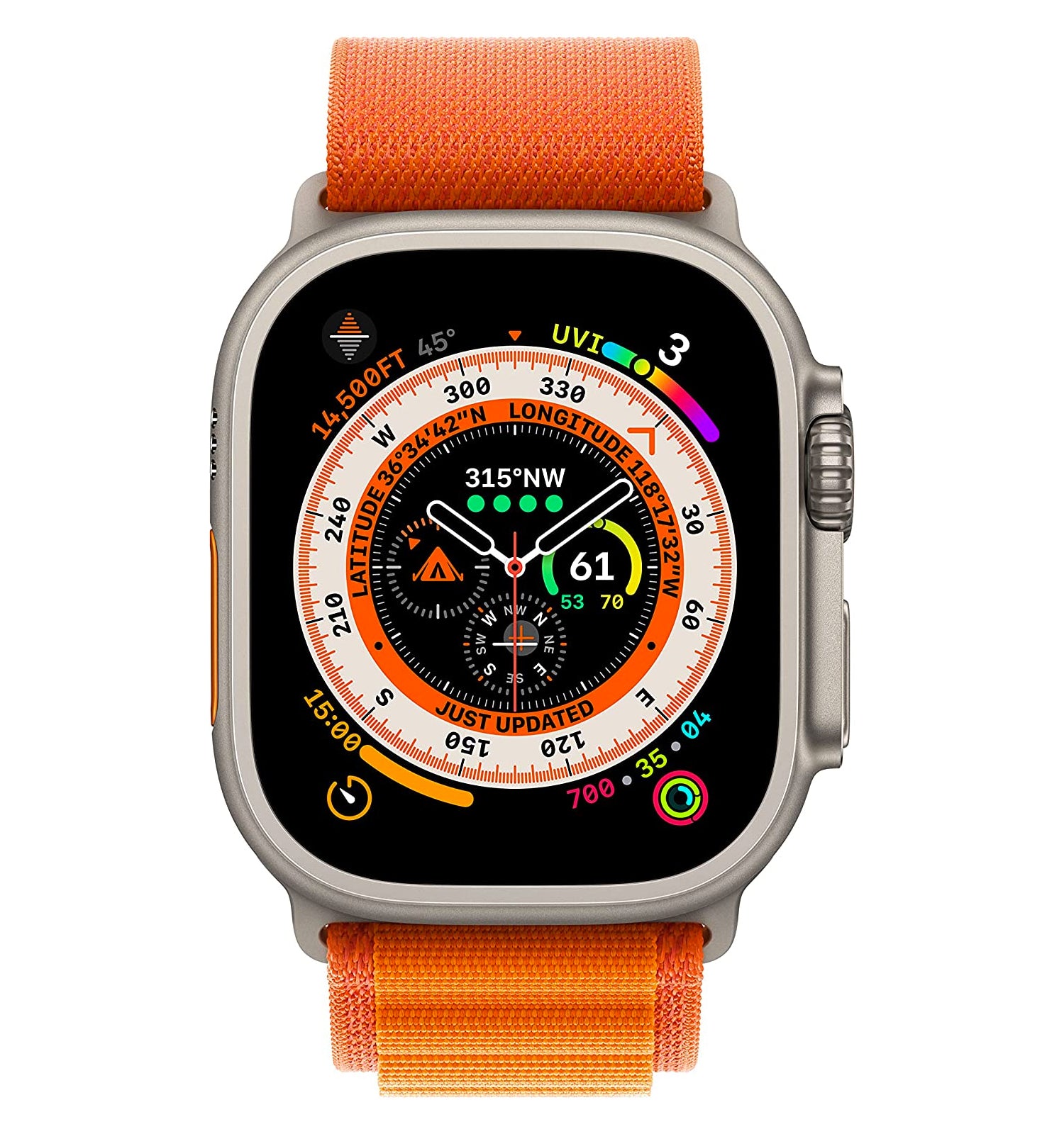 Apple Watch Ultra (GPS + Cellular, 49mm) - Titanium Case with Orange Alpine Loop - Medium