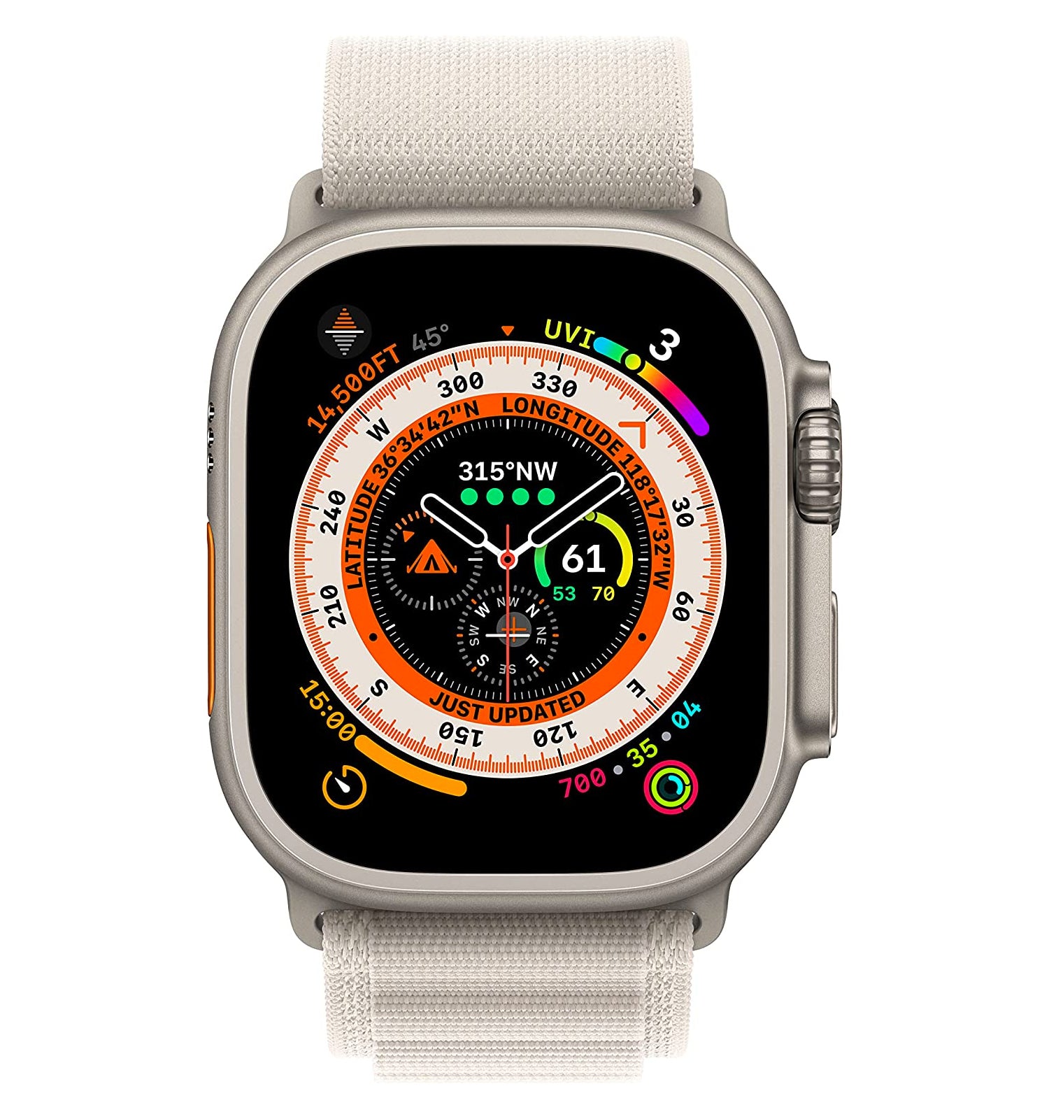 Apple Watch Ultra (GPS + Cellular, 49mm) - Titanium Case with Starlight Alpine Loop - Medium
