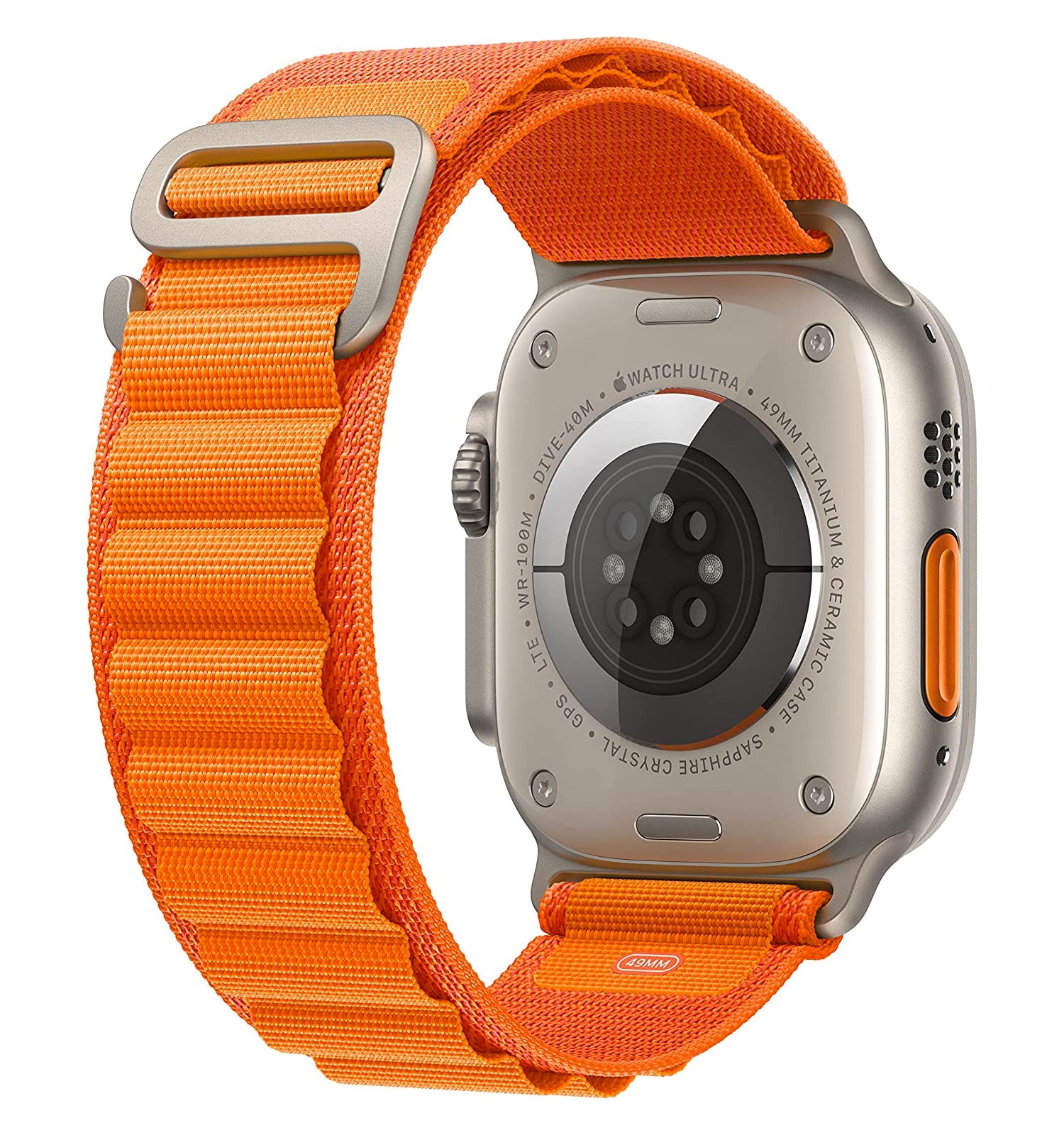 Apple Watch Ultra (GPS + Cellular, 49mm) - Titanium Case with Orange Alpine Loop - Medium