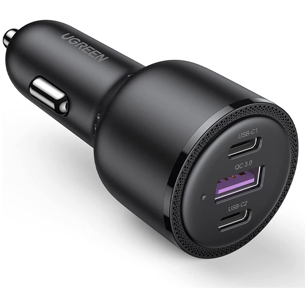 UGREEN 69W Fast Car USB Charger Adapter 3 Ports Car Mobile Phone Fast Charging Socket Plug with PD 60W USB C Port & Quick Charge 3.0 Compatible with iPhone 13/13 Pro Max, iPad Pro, iPad mini, MacBook