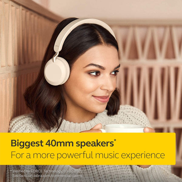 Jabra Elite 45h Wireless On-Ear Headphones - Compact, Foldable Earphones with 50-Hours Battery Life, 2-Microphone Call Technology and Alexa Built-in - Gold Beige